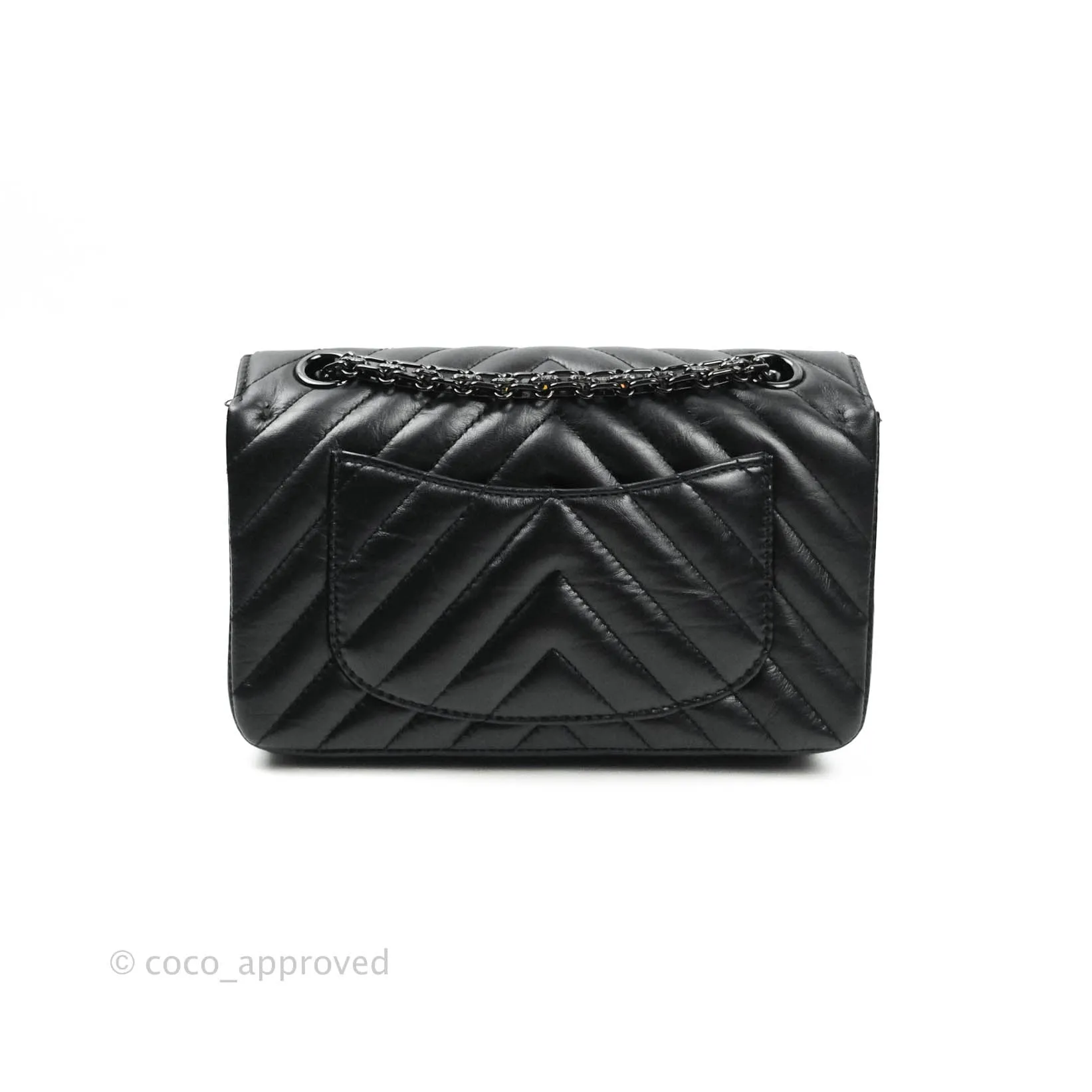 Chanel Mini Reissue 224 So Black Chevron Calfskin Black Hardware