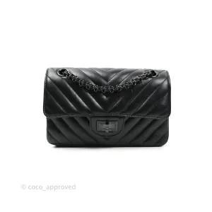 Chanel Mini Reissue 224 So Black Chevron Calfskin Black Hardware
