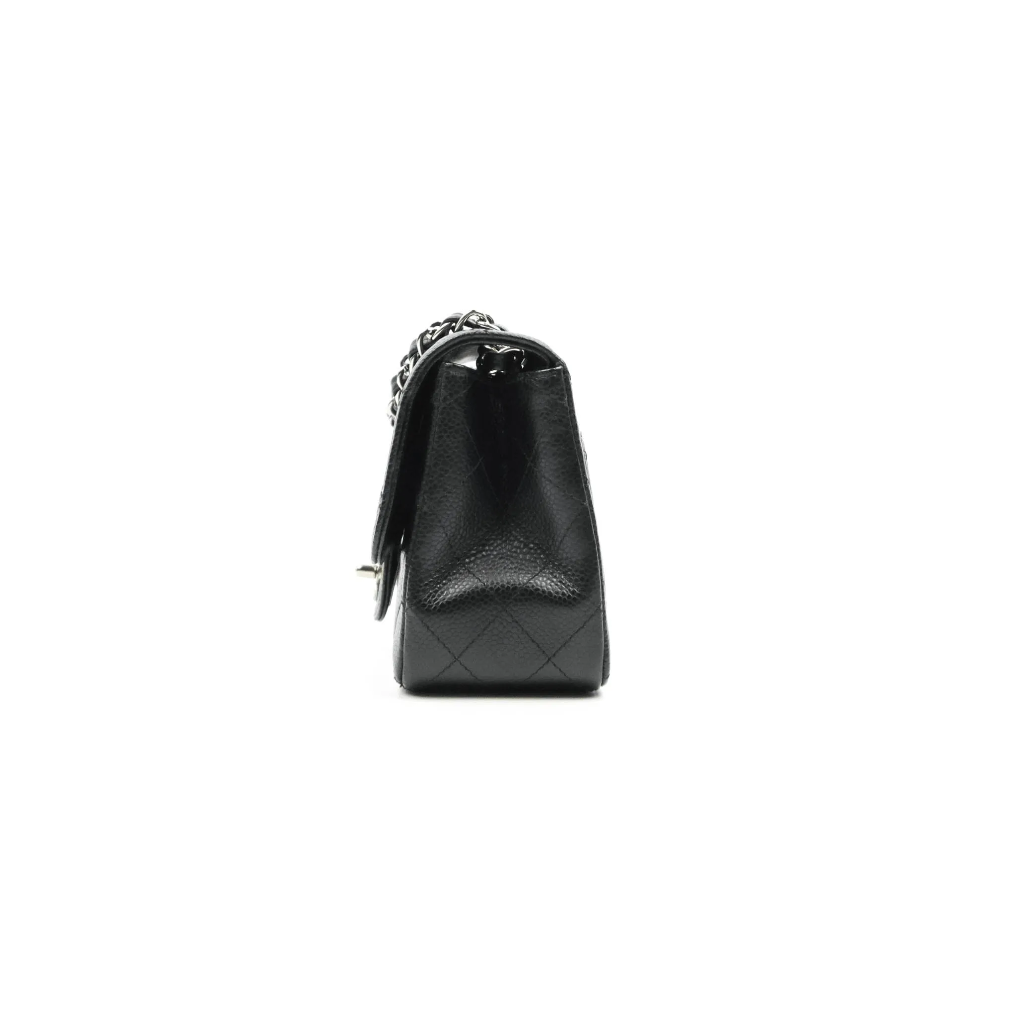 Chanel Mini Square Black Caviar Silver Hardware