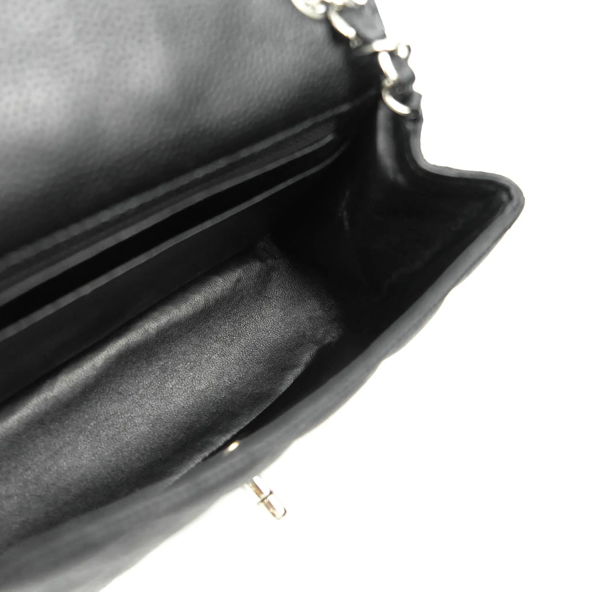 Chanel Mini Square Black Caviar Silver Hardware