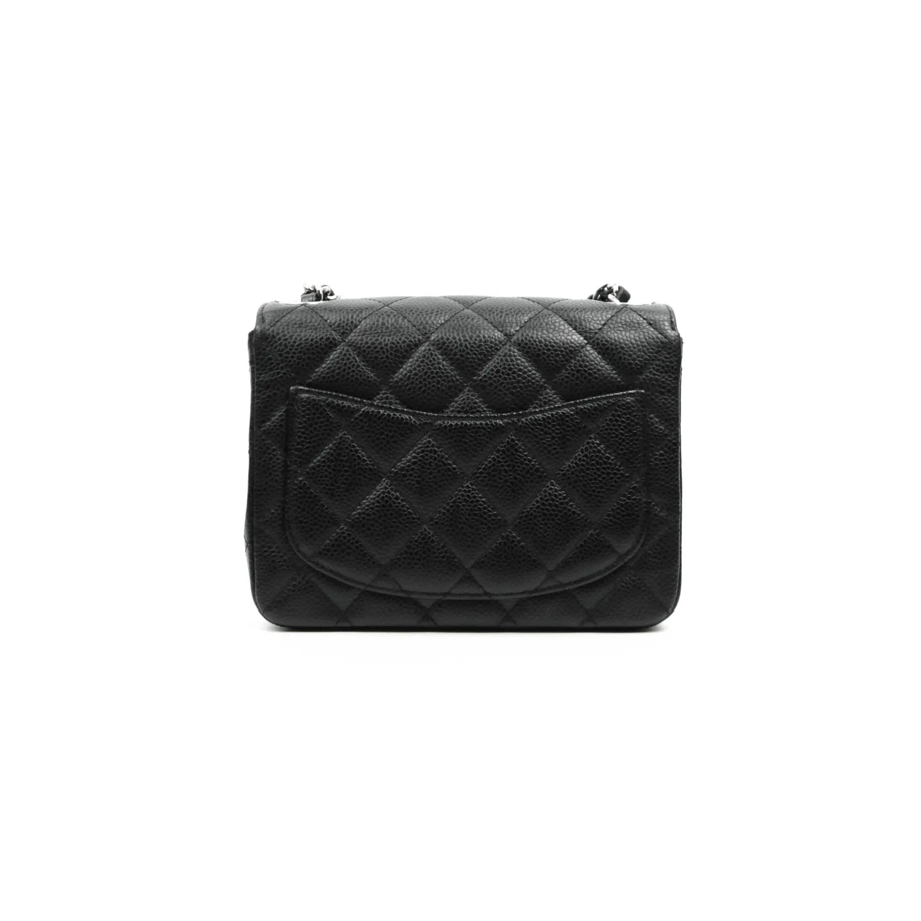 Chanel Mini Square Black Caviar Silver Hardware