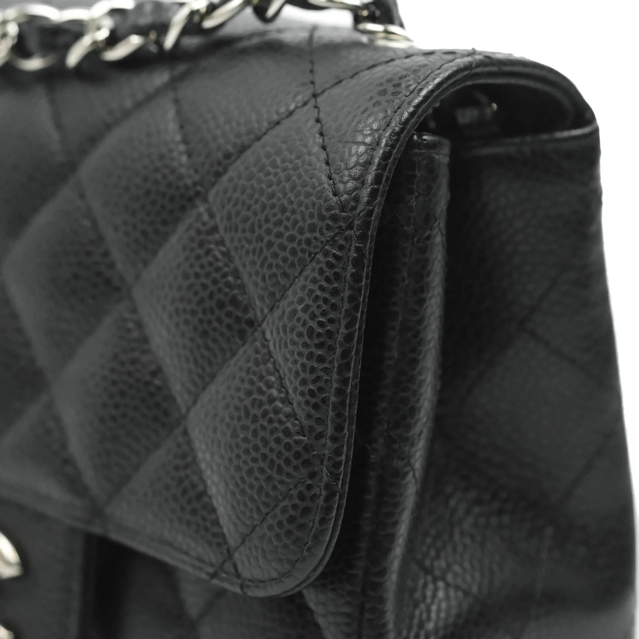 Chanel Mini Square Black Caviar Silver Hardware