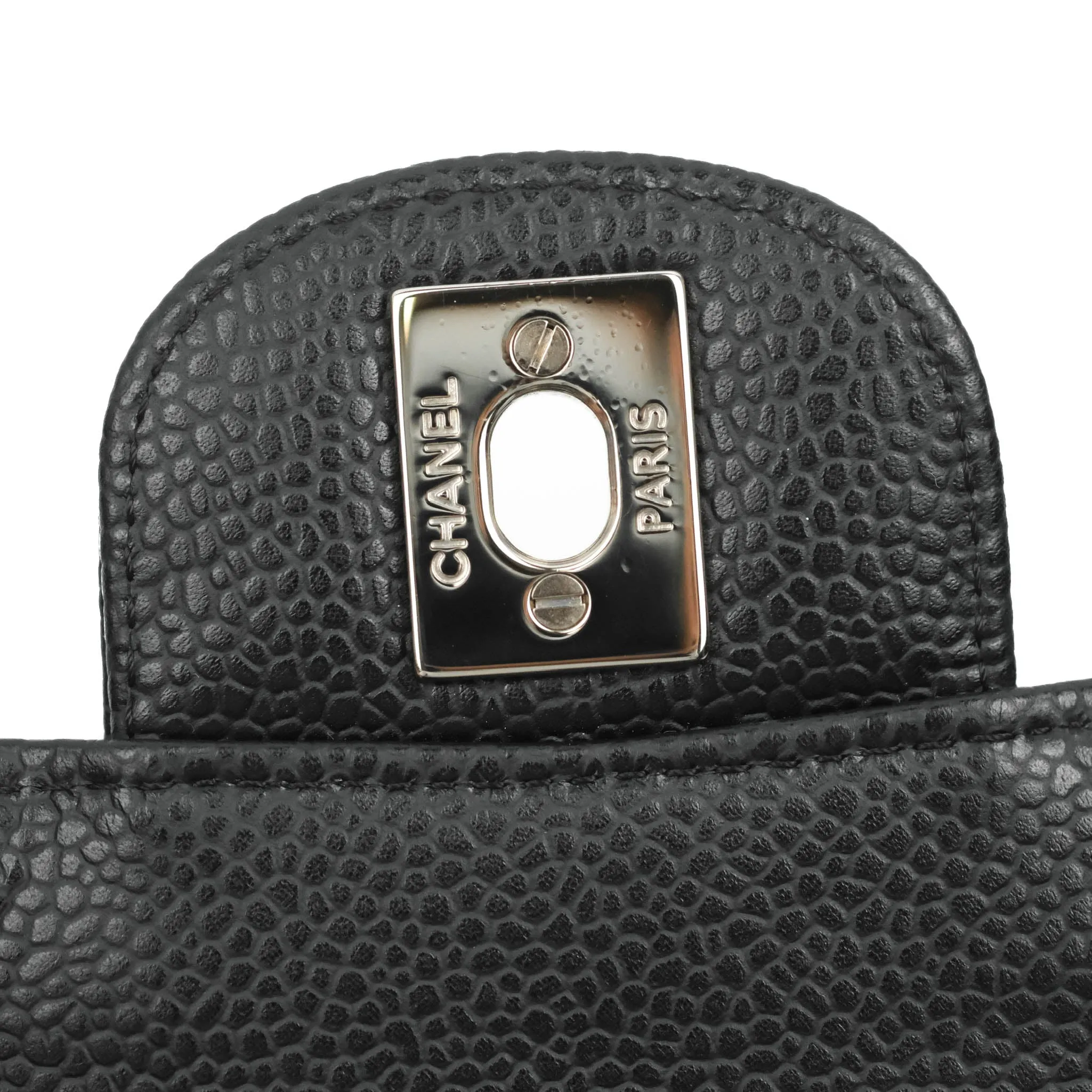 Chanel Mini Square Black Caviar Silver Hardware