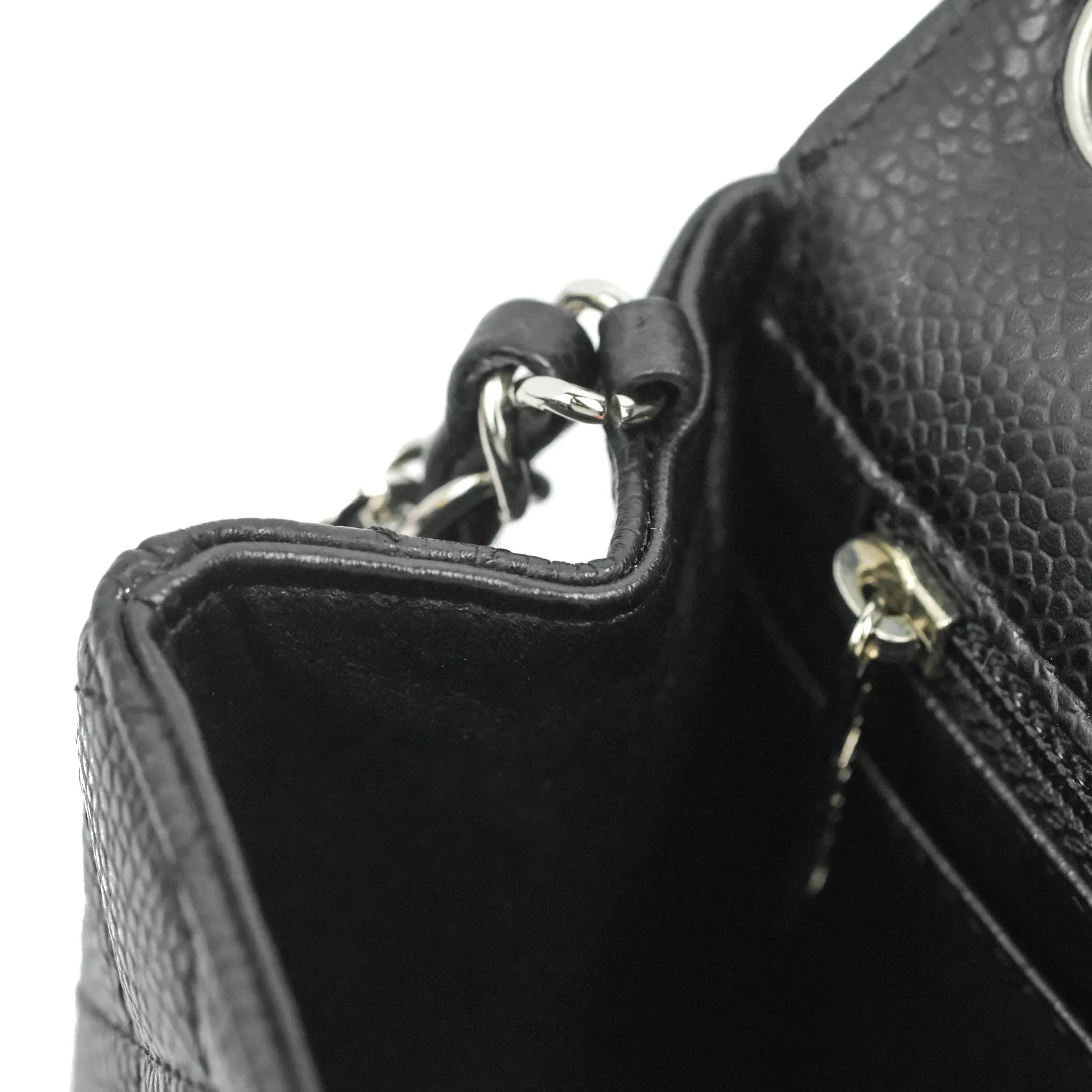 Chanel Mini Square Black Caviar Silver Hardware