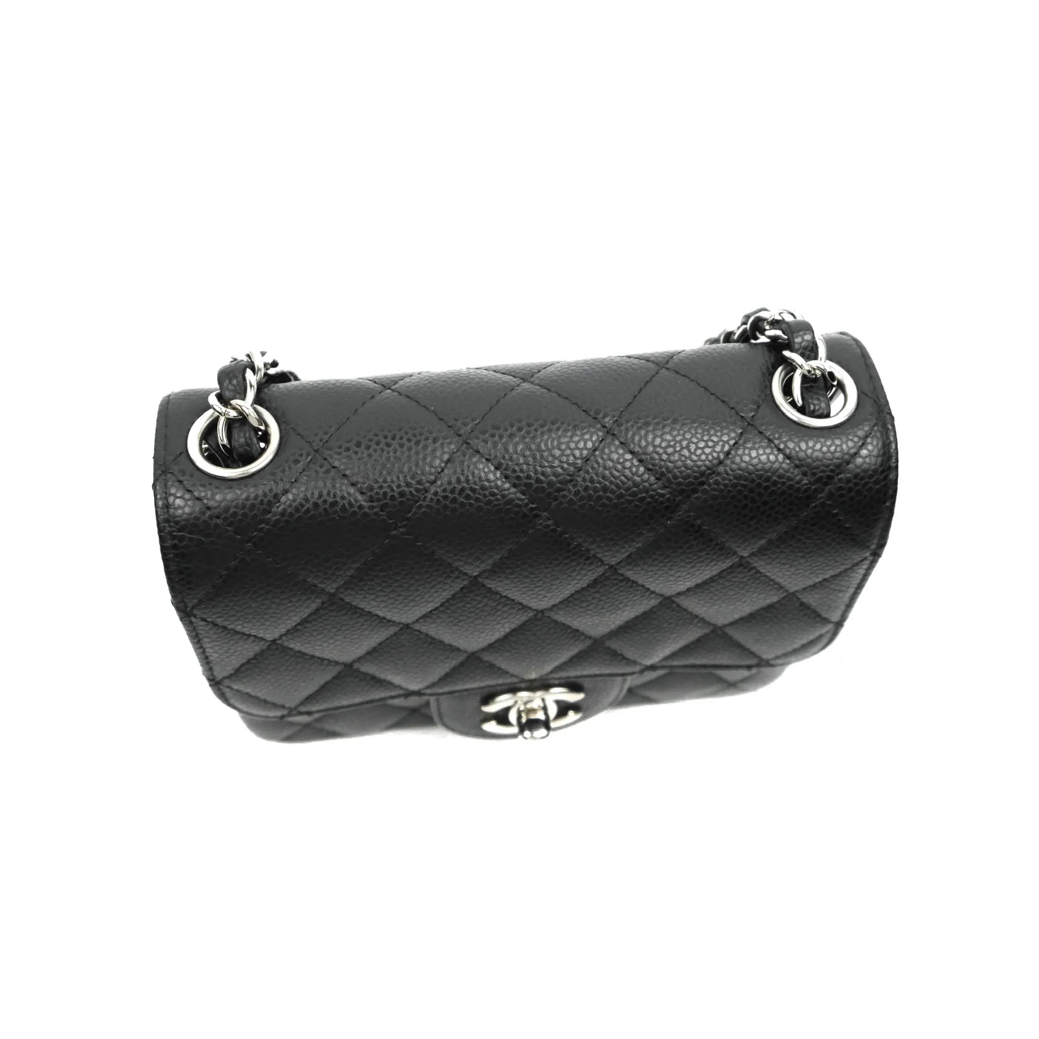 Chanel Mini Square Black Caviar Silver Hardware