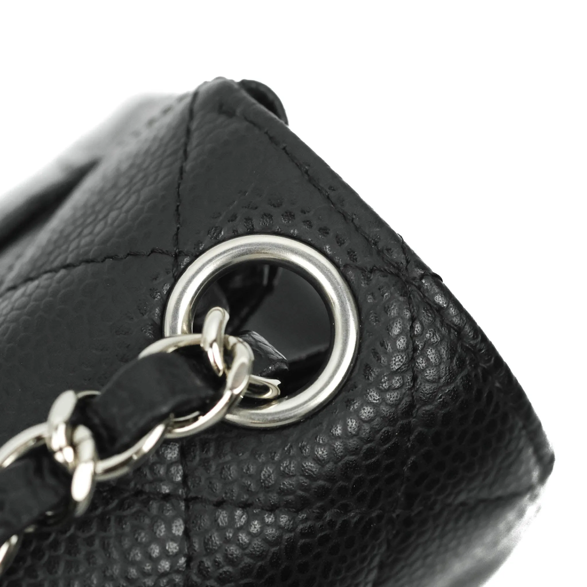 Chanel Mini Square Black Caviar Silver Hardware