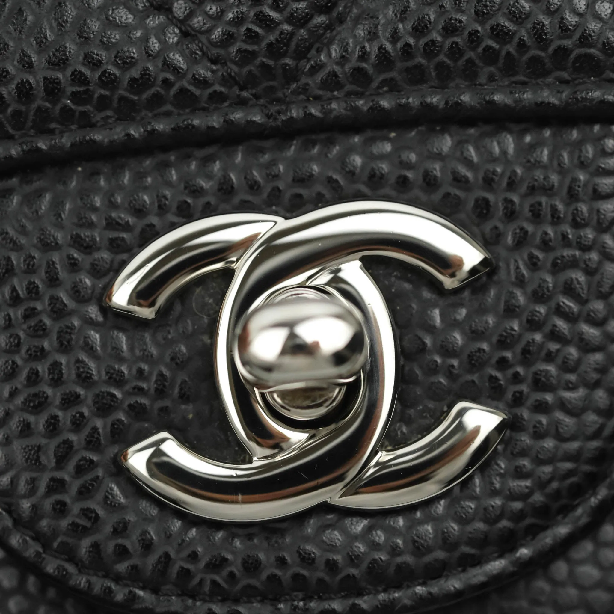Chanel Mini Square Black Caviar Silver Hardware