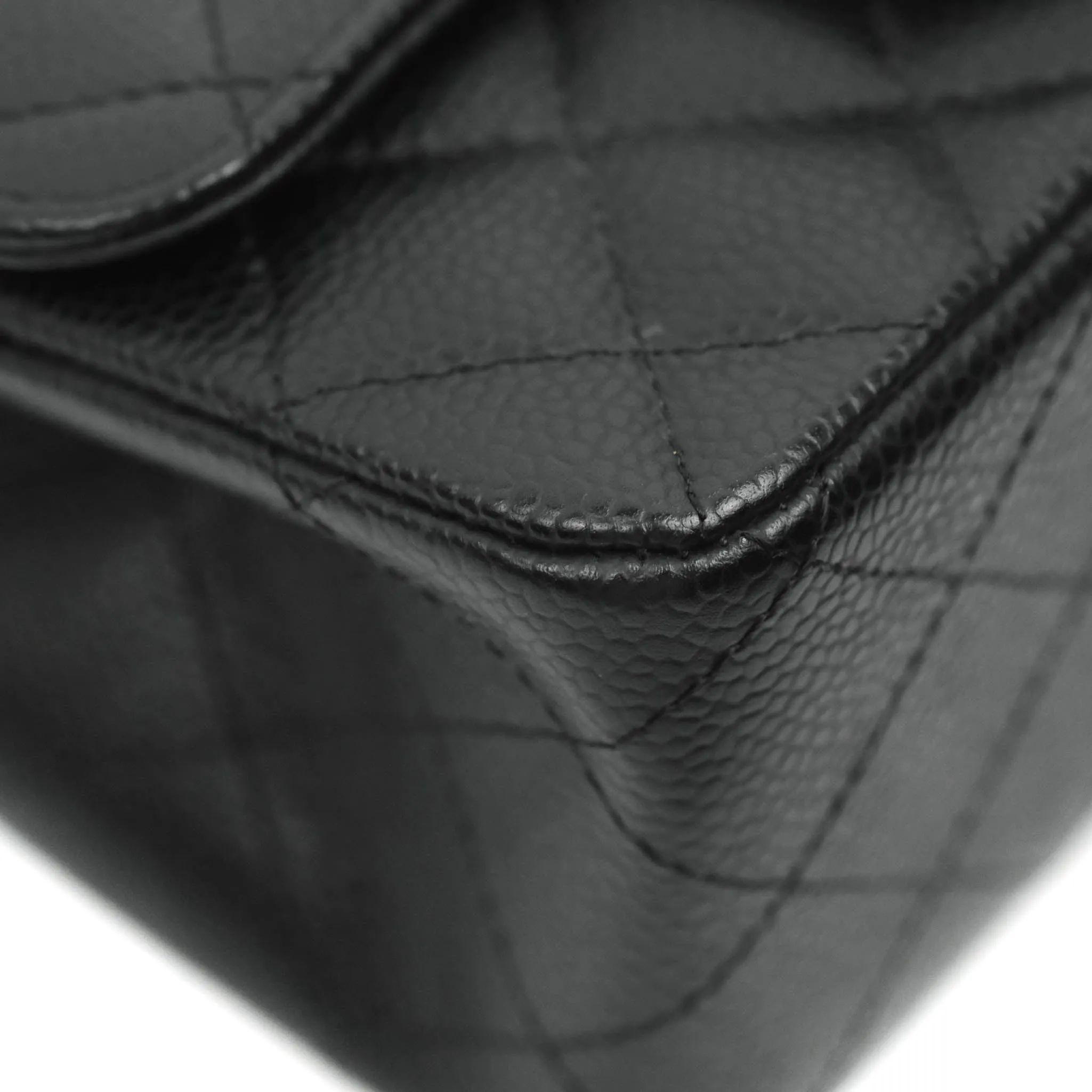 Chanel Mini Square Black Caviar Silver Hardware
