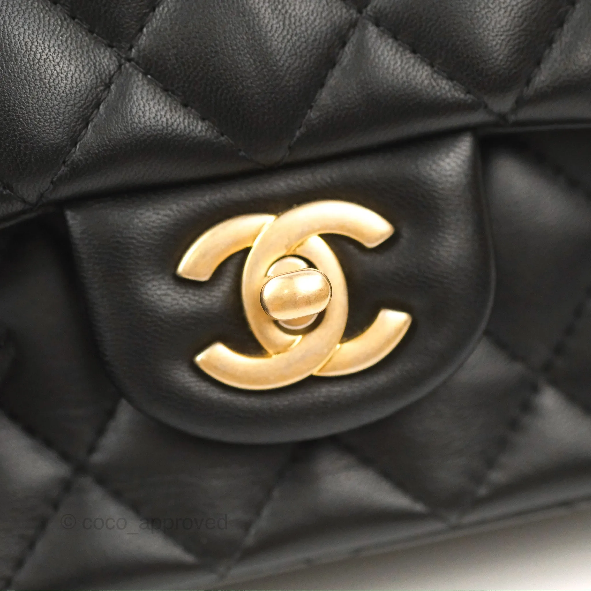 Chanel Mini Square Black Lambskin Gold Hardware