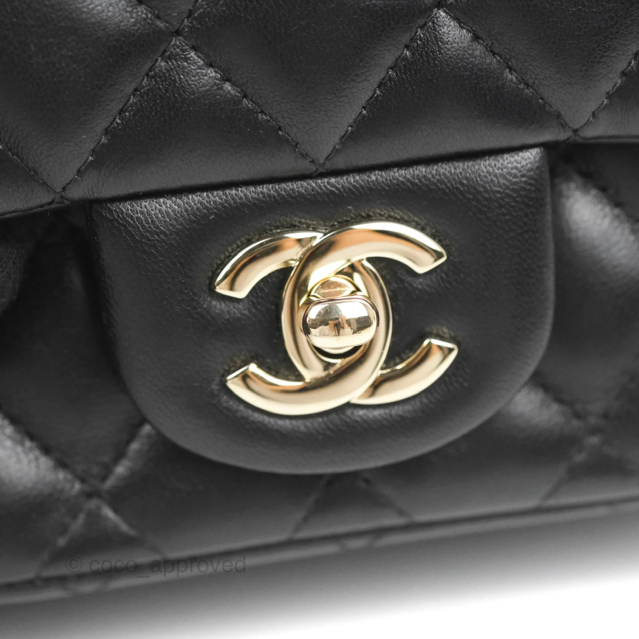 Chanel Mini Square Black Lambskin Gold Hardware