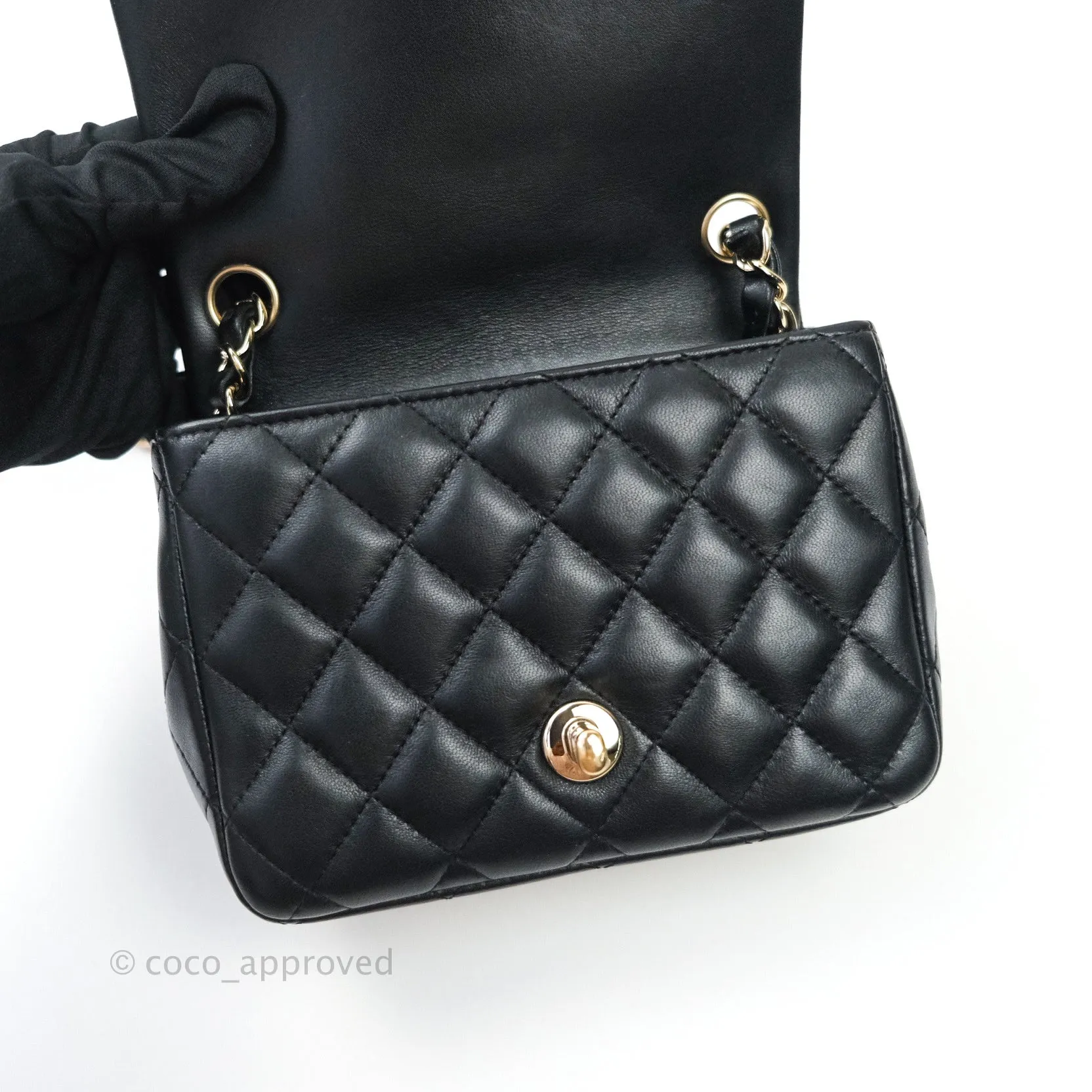Chanel Mini Square Black Lambskin Gold Hardware