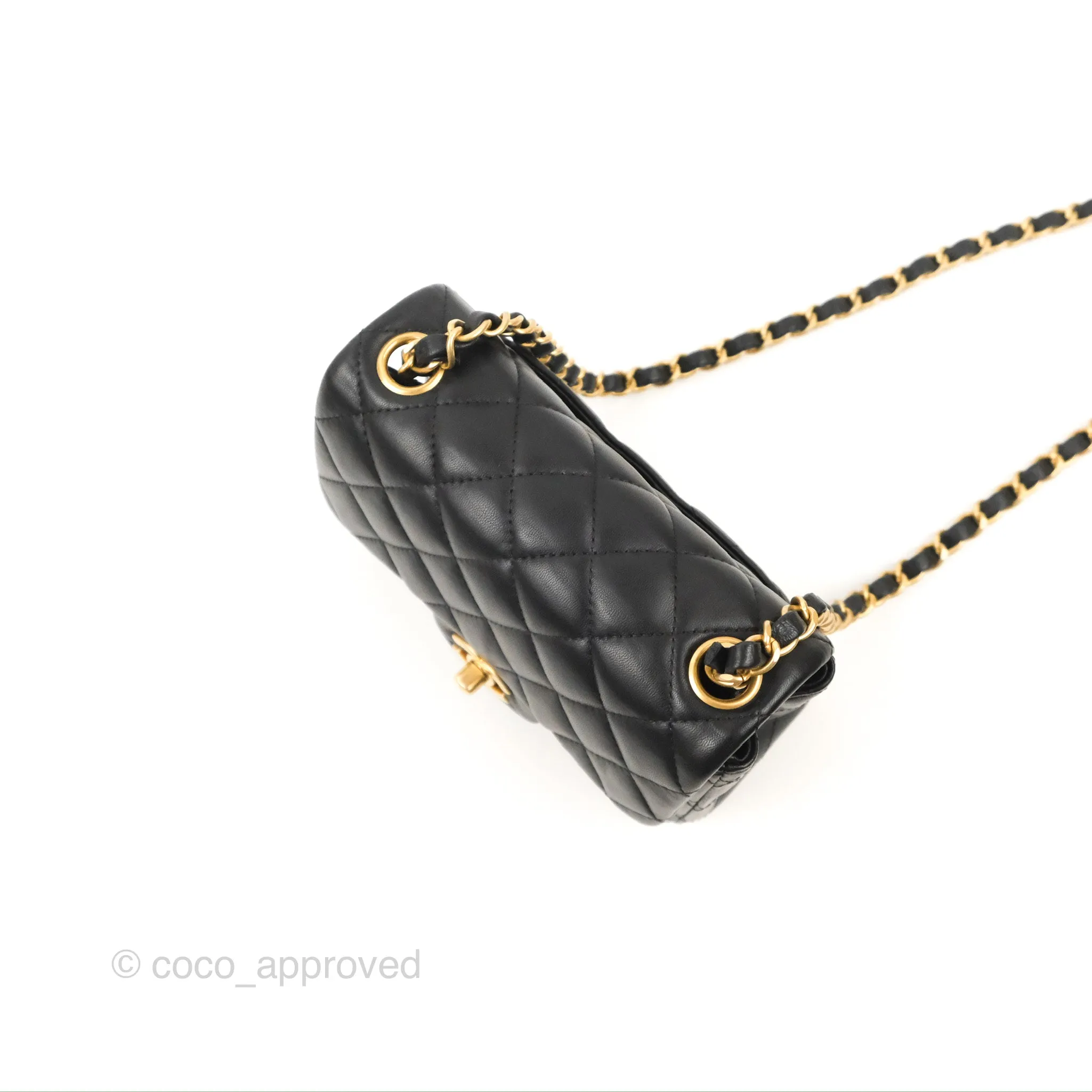Chanel Mini Square Black Lambskin Gold Hardware