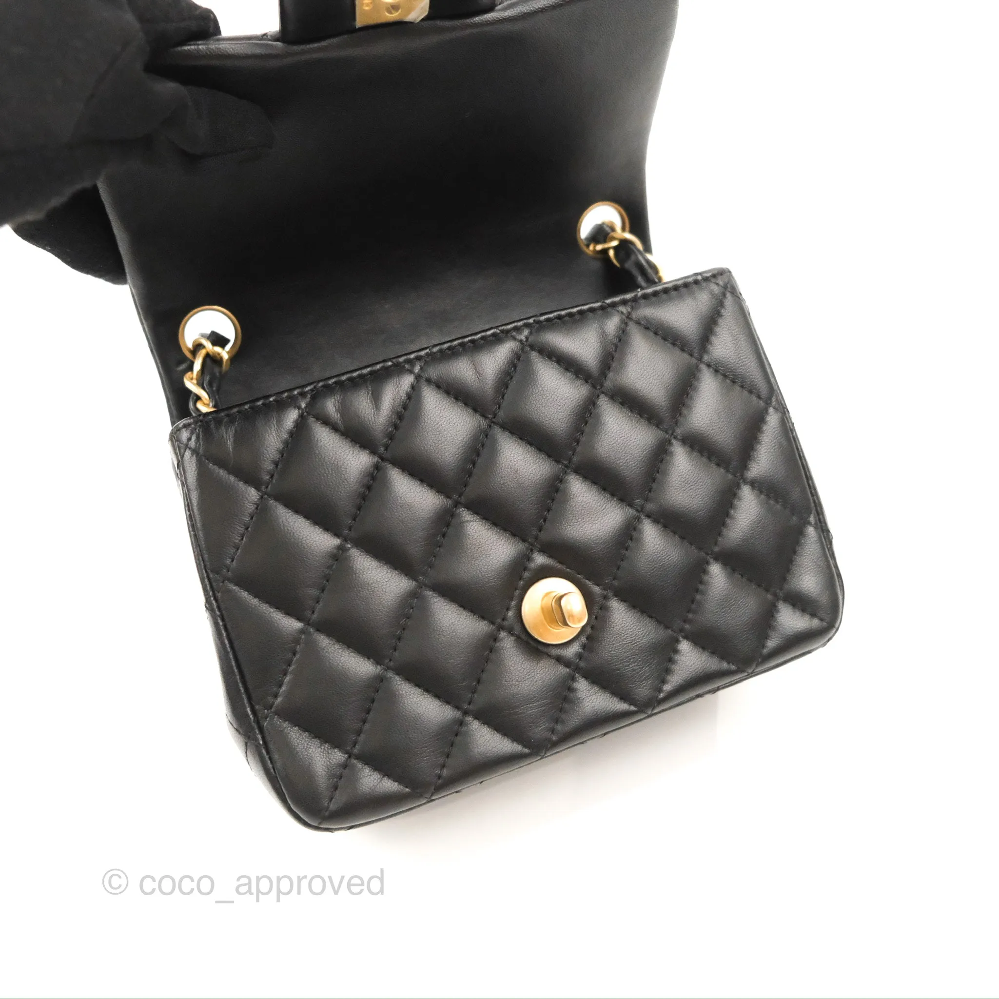 Chanel Mini Square Black Lambskin Gold Hardware