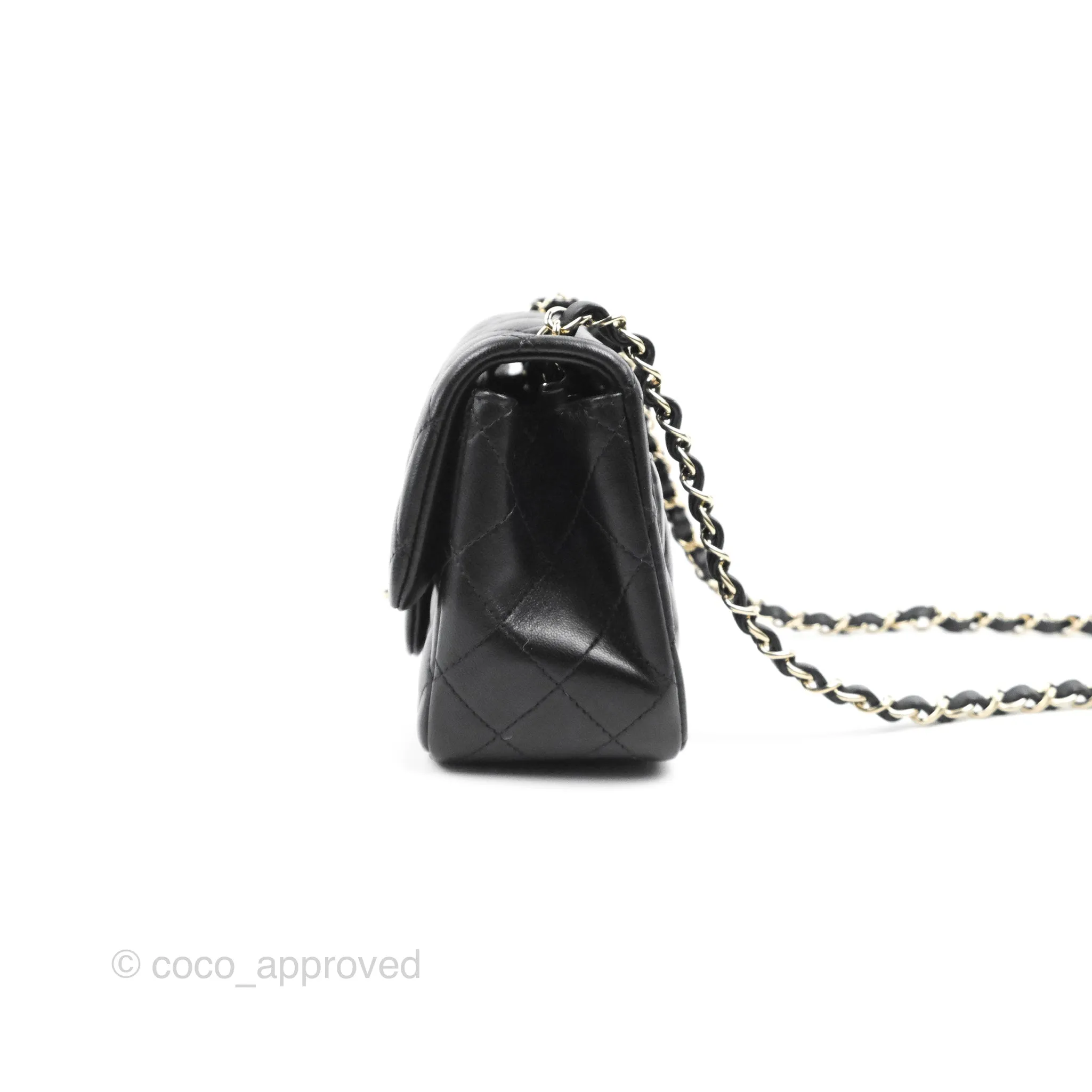 Chanel Mini Square Black Lambskin Gold Hardware
