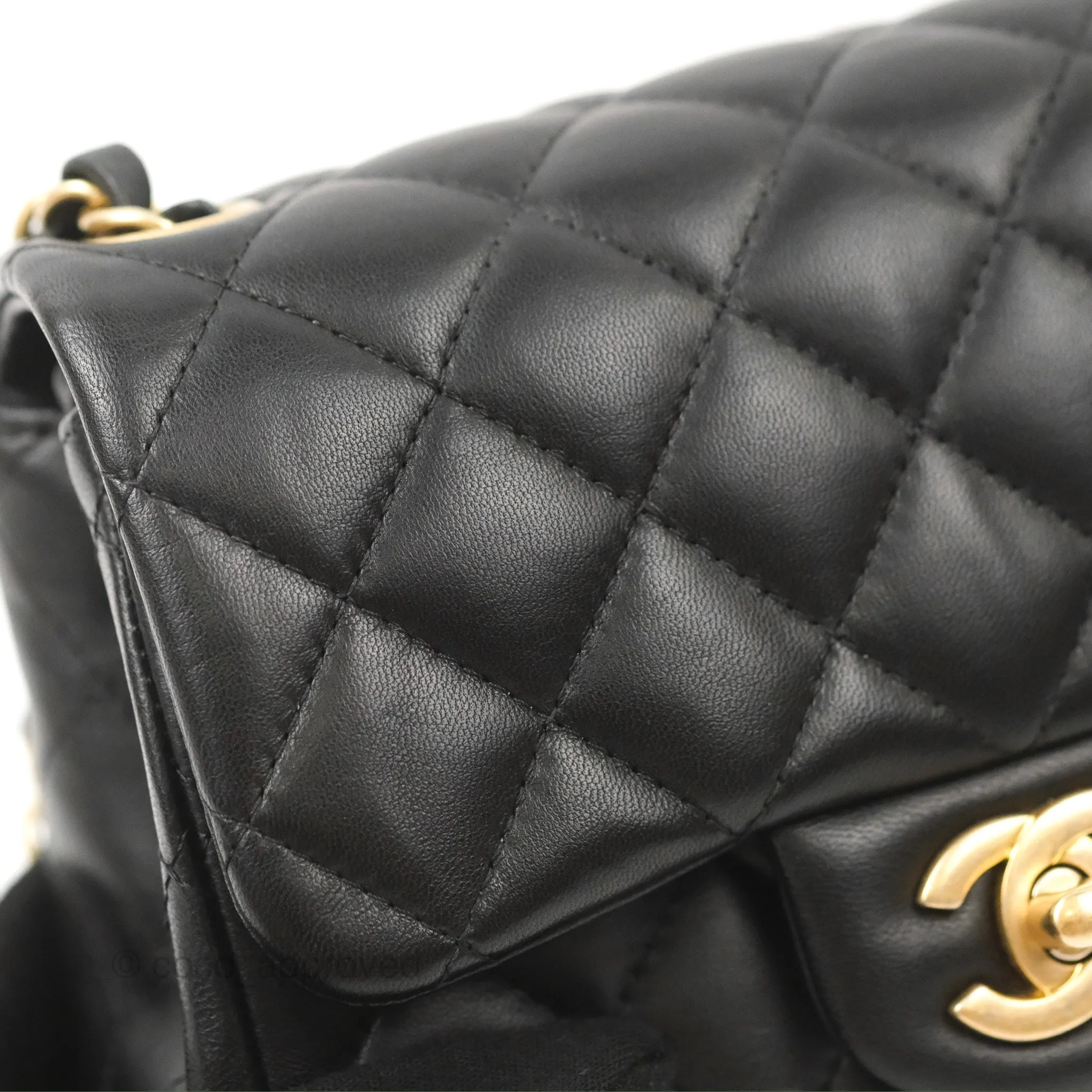 Chanel Mini Square Black Lambskin Gold Hardware