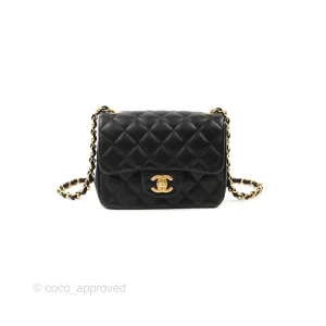 Chanel Mini Square Black Lambskin Gold Hardware