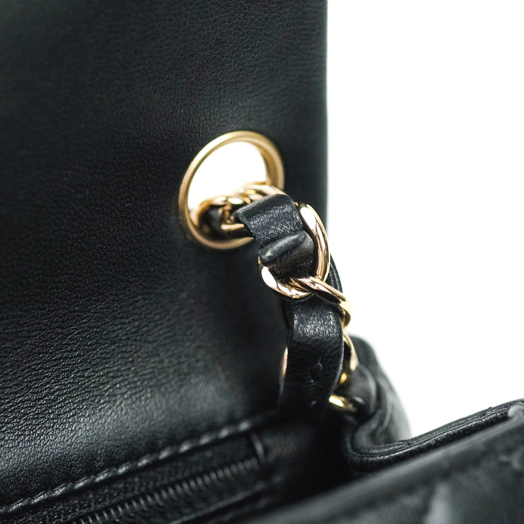 Chanel Mini Square Black Lambskin Gold Hardware