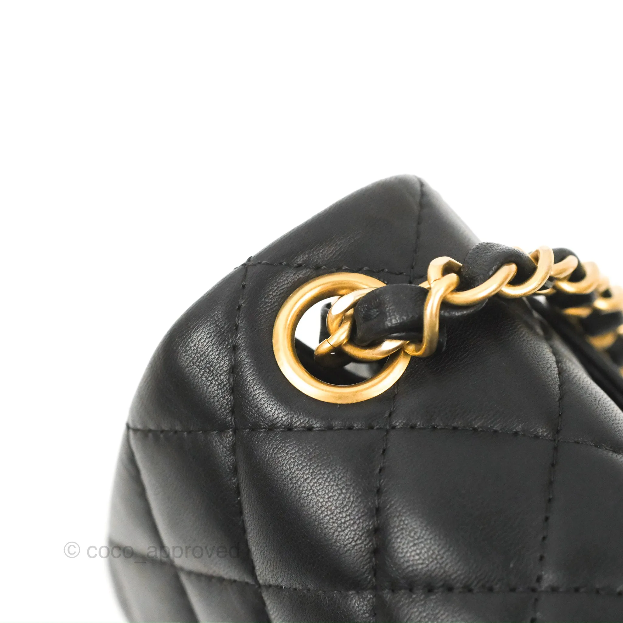 Chanel Mini Square Black Lambskin Gold Hardware