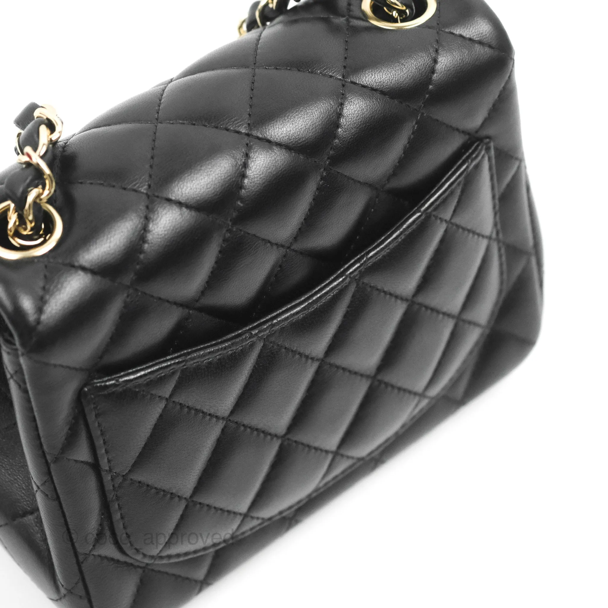 Chanel Mini Square Black Lambskin Gold Hardware
