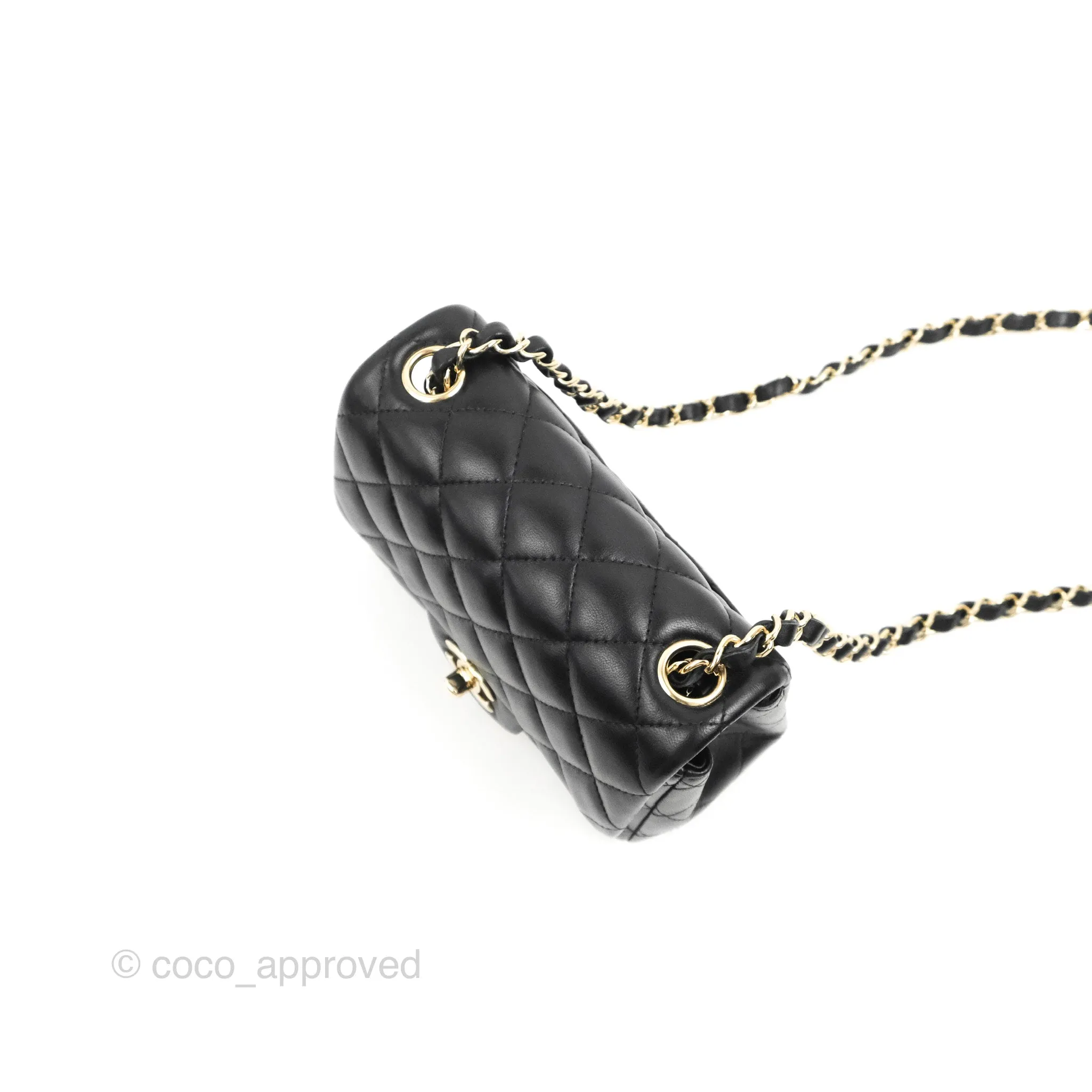 Chanel Mini Square Black Lambskin Gold Hardware
