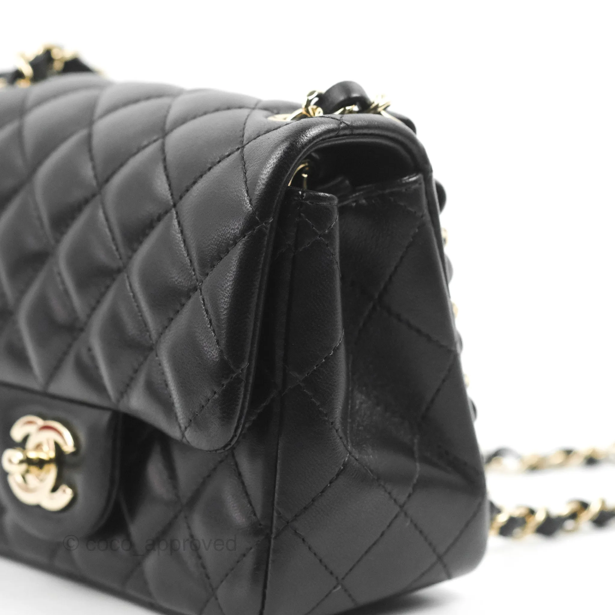 Chanel Mini Square Black Lambskin Gold Hardware