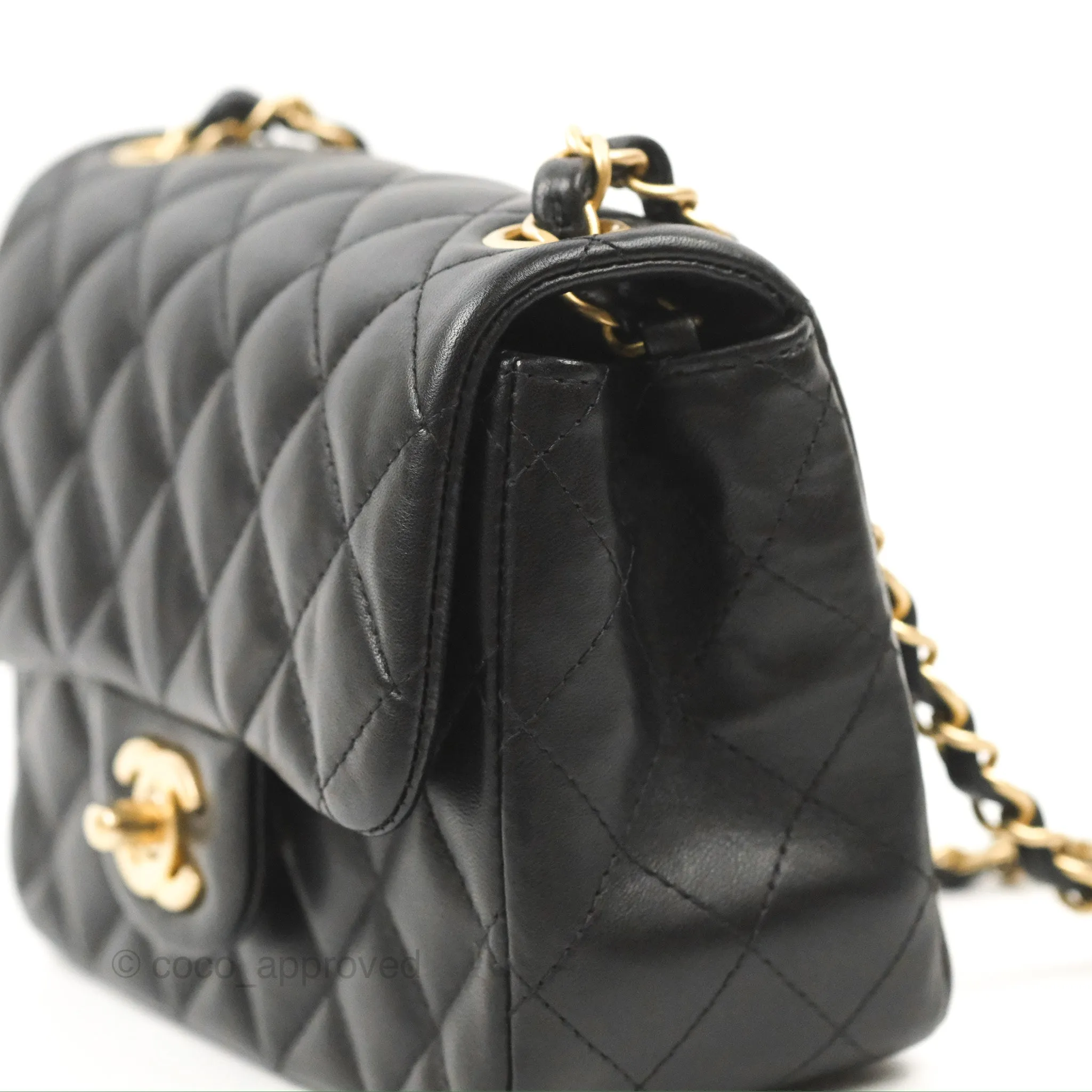 Chanel Mini Square Black Lambskin Gold Hardware