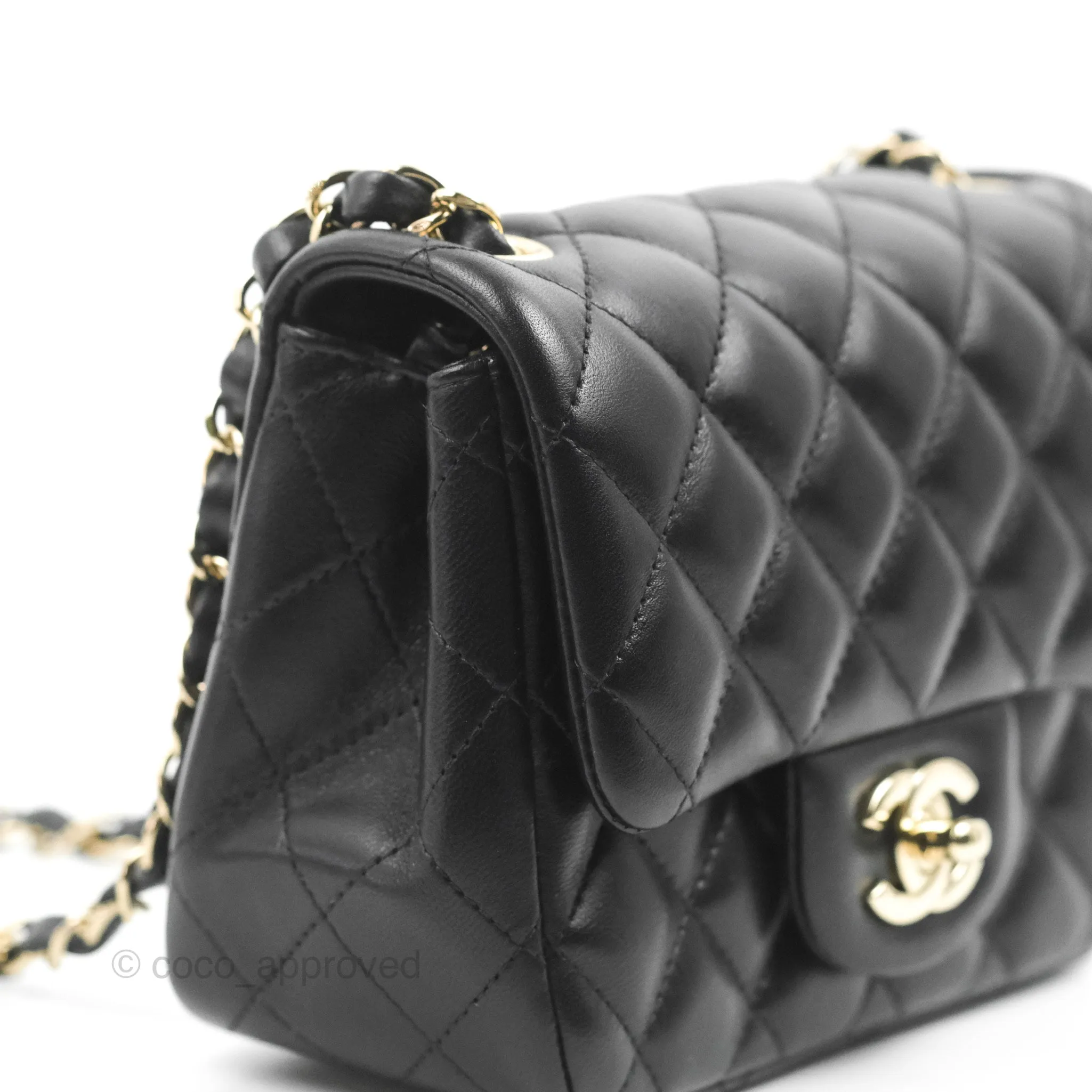 Chanel Mini Square Black Lambskin Gold Hardware
