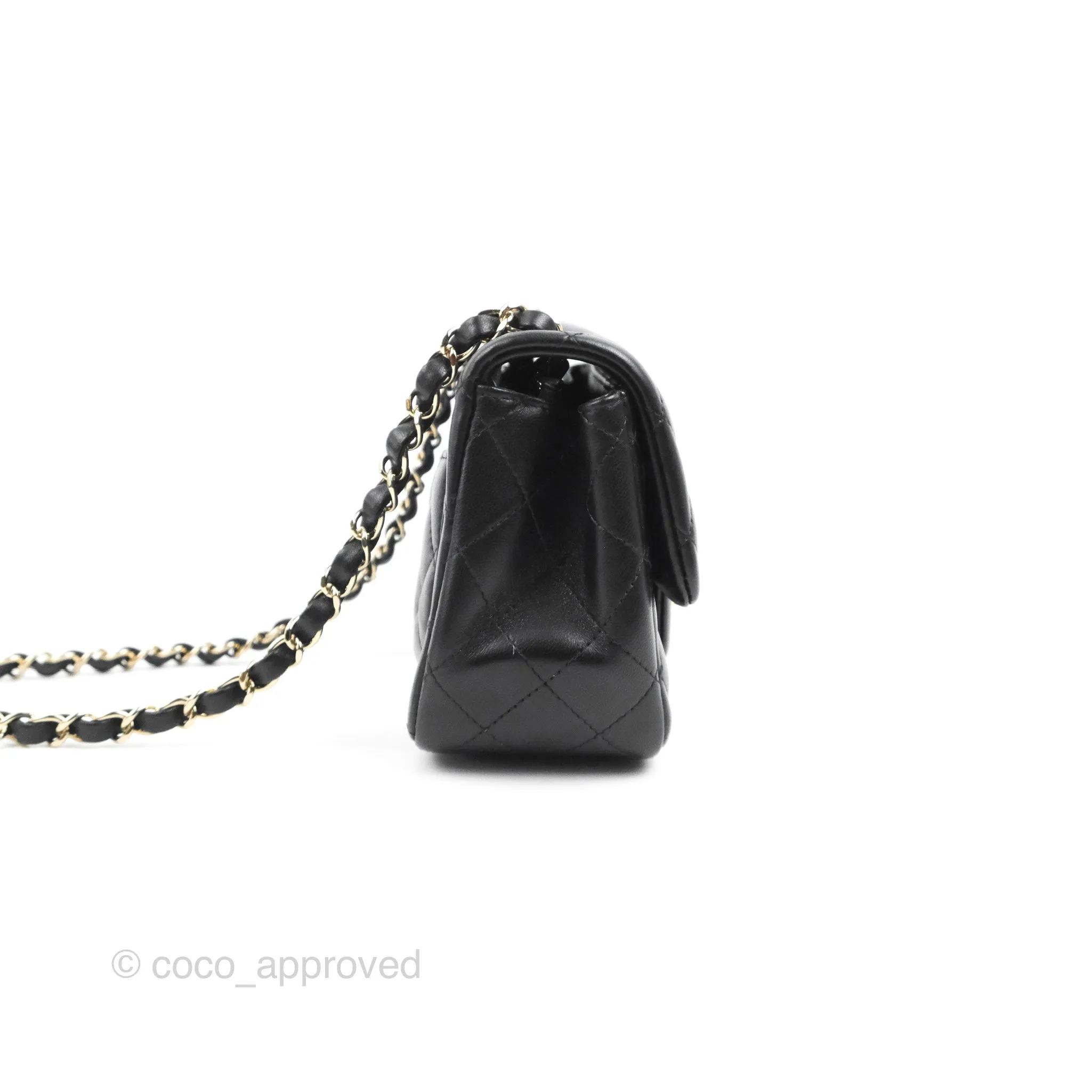 Chanel Mini Square Black Lambskin Gold Hardware