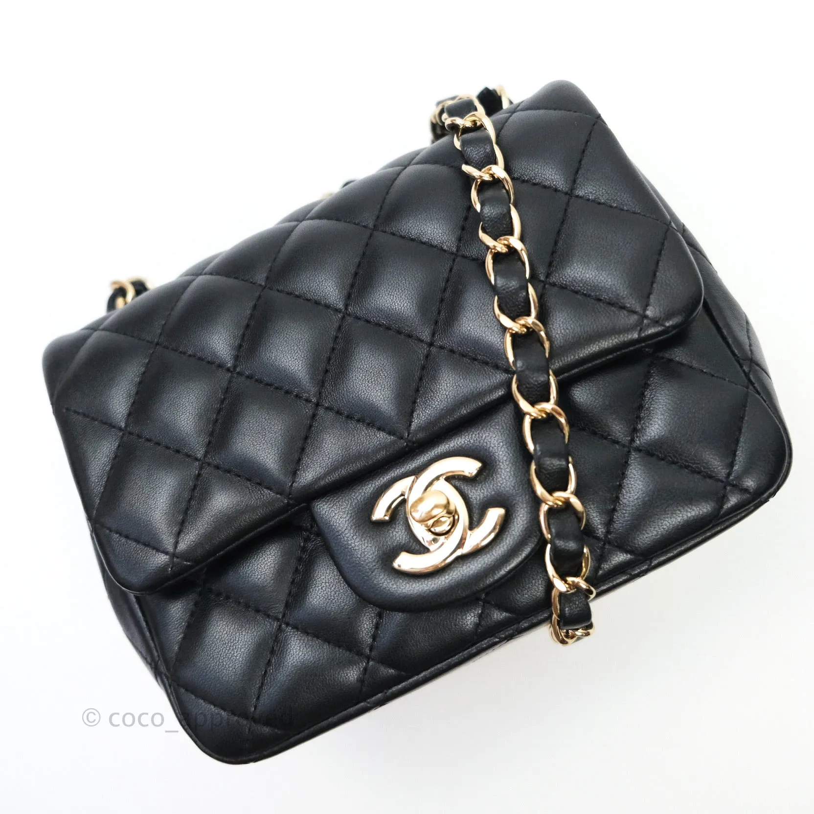 Chanel Mini Square Black Lambskin Gold Hardware