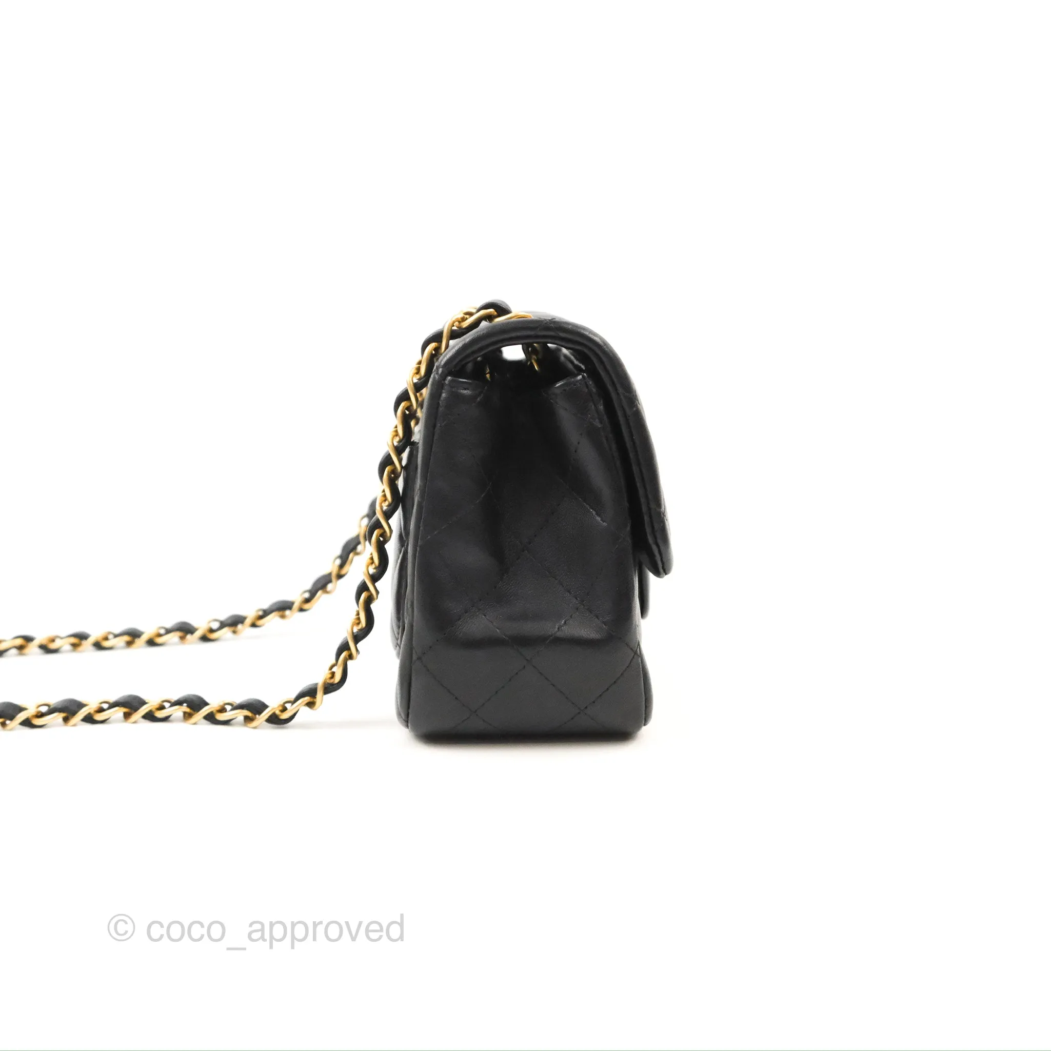 Chanel Mini Square Black Lambskin Gold Hardware
