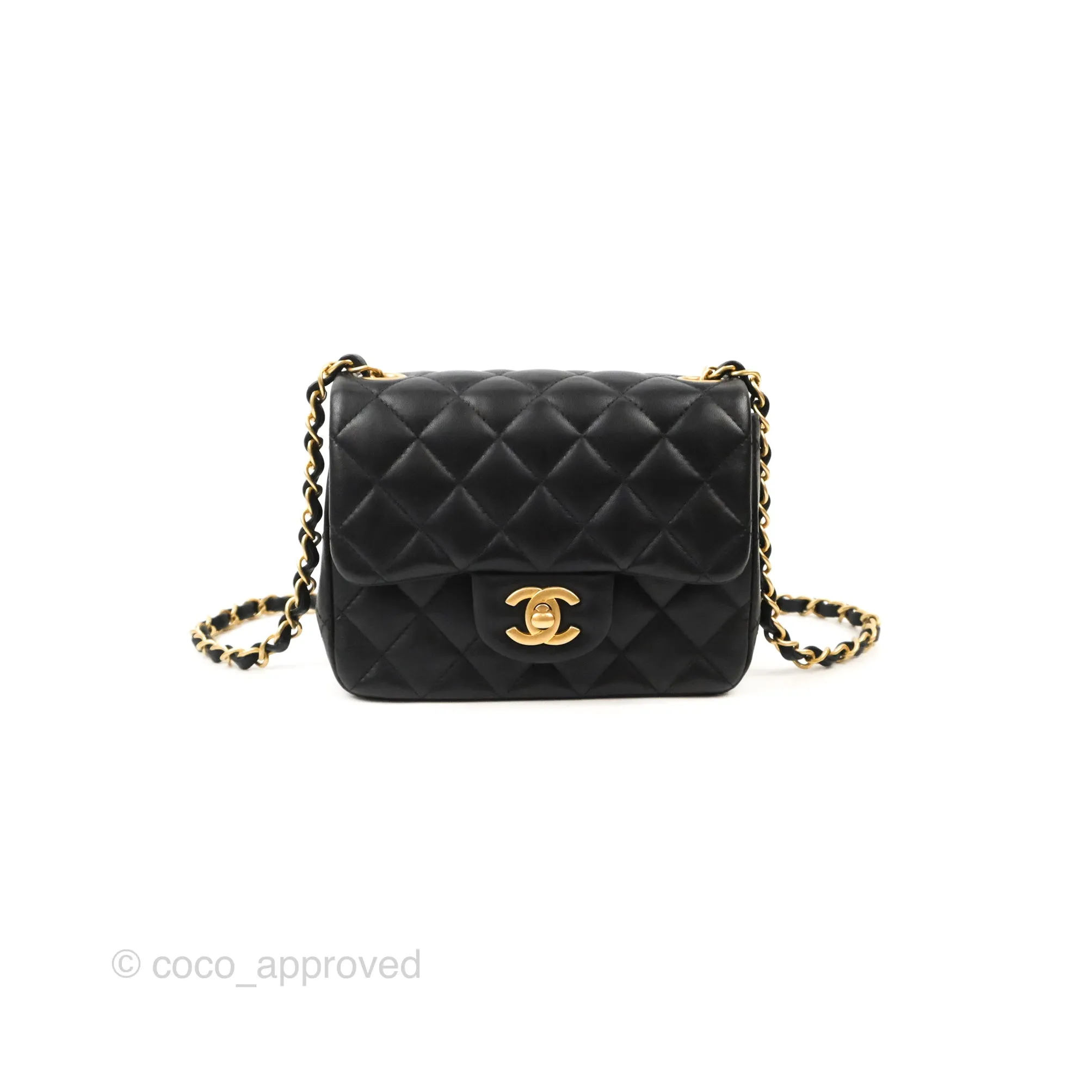 Chanel Mini Square Black Lambskin Gold Hardware