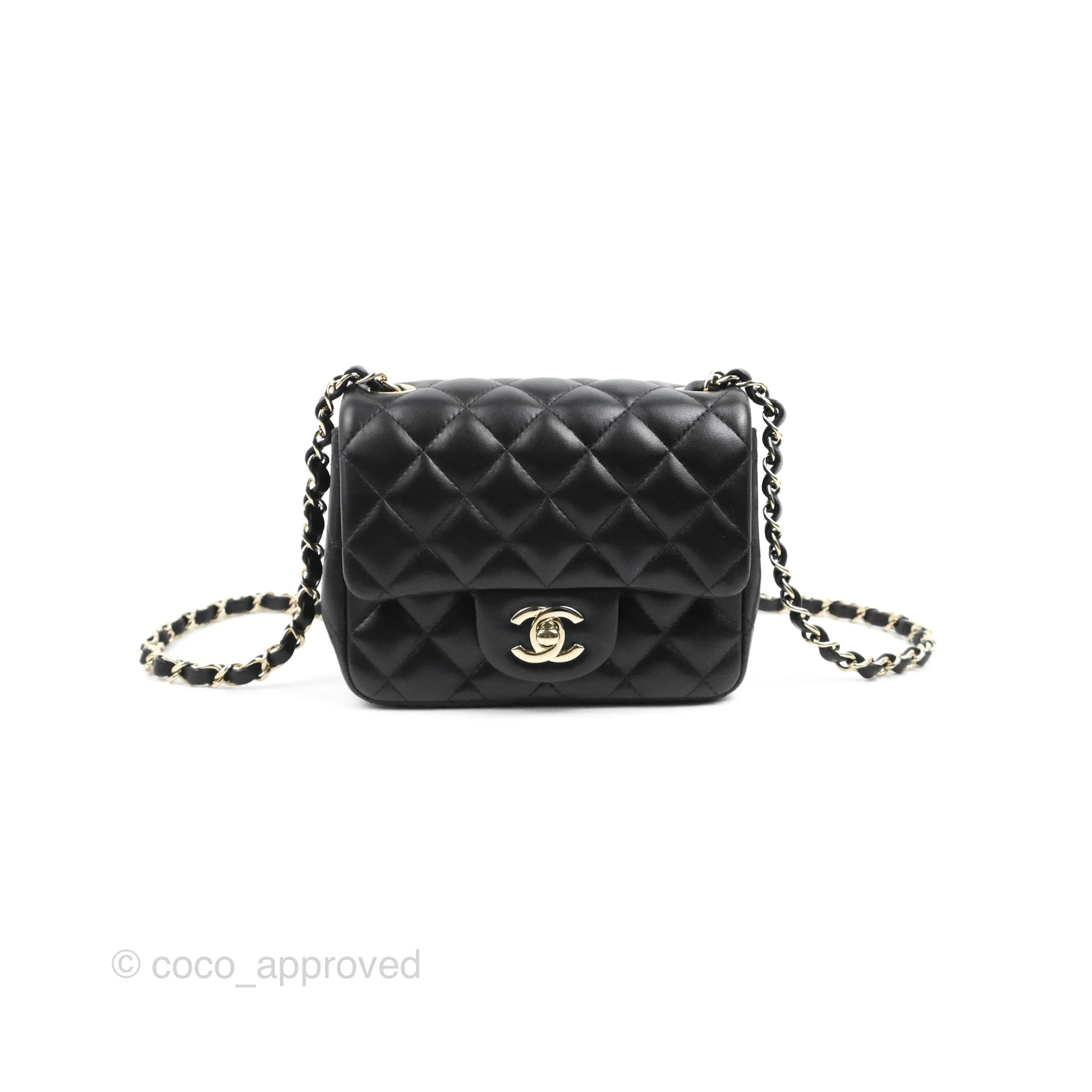 Chanel Mini Square Black Lambskin Gold Hardware