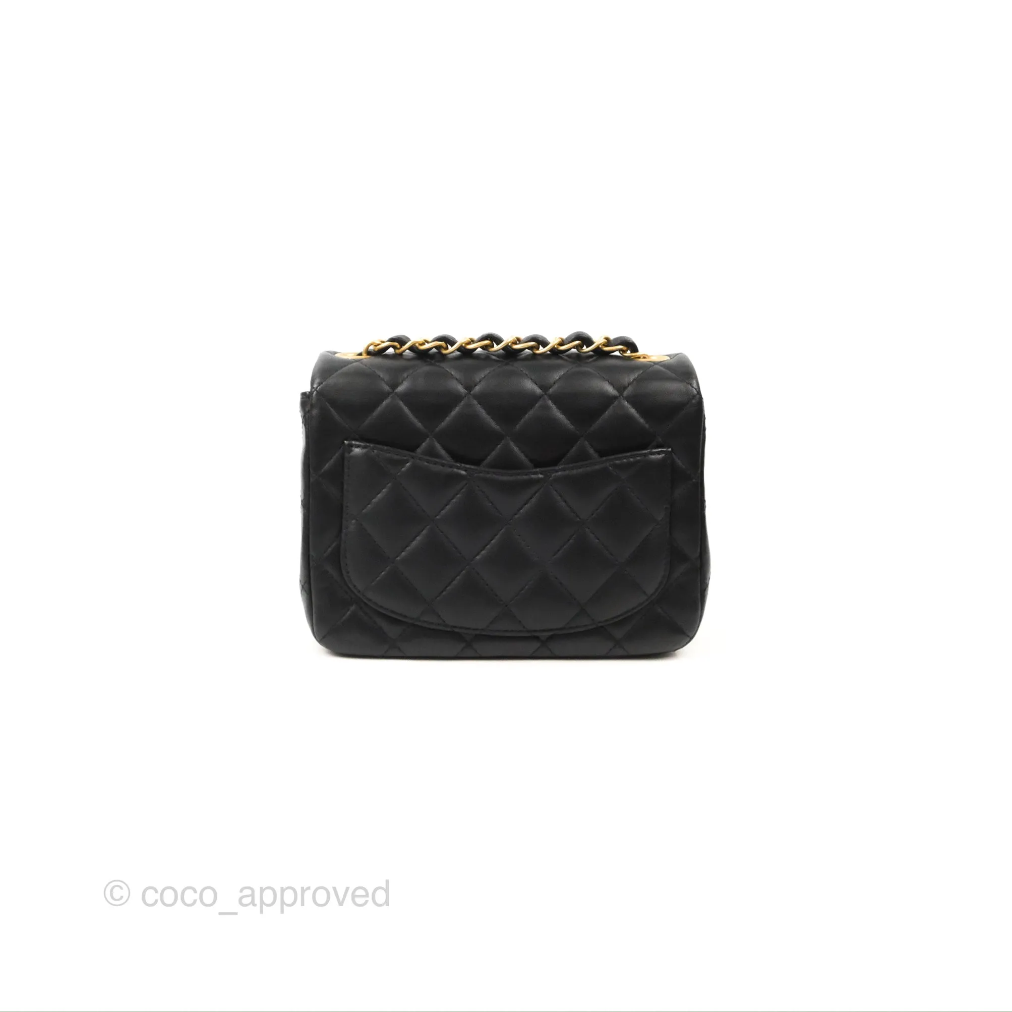 Chanel Mini Square Black Lambskin Gold Hardware