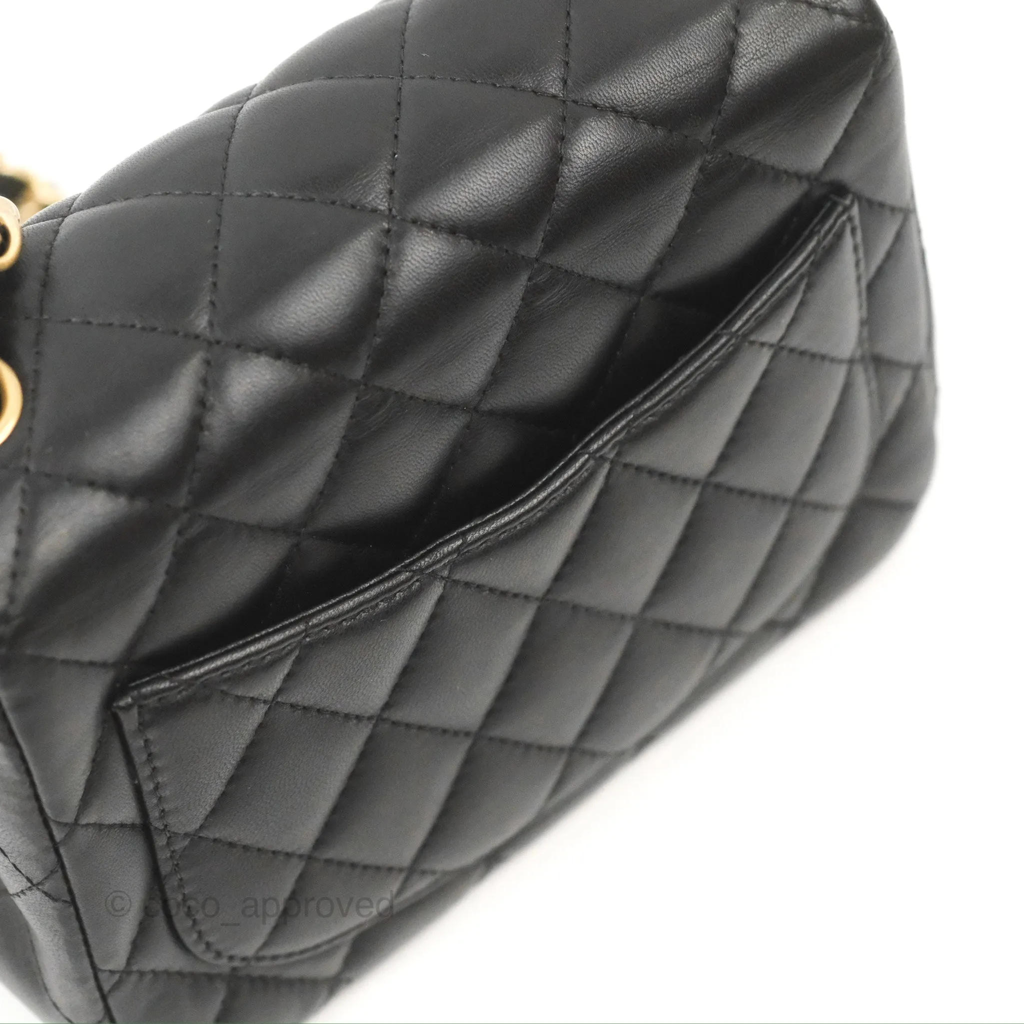 Chanel Mini Square Black Lambskin Gold Hardware