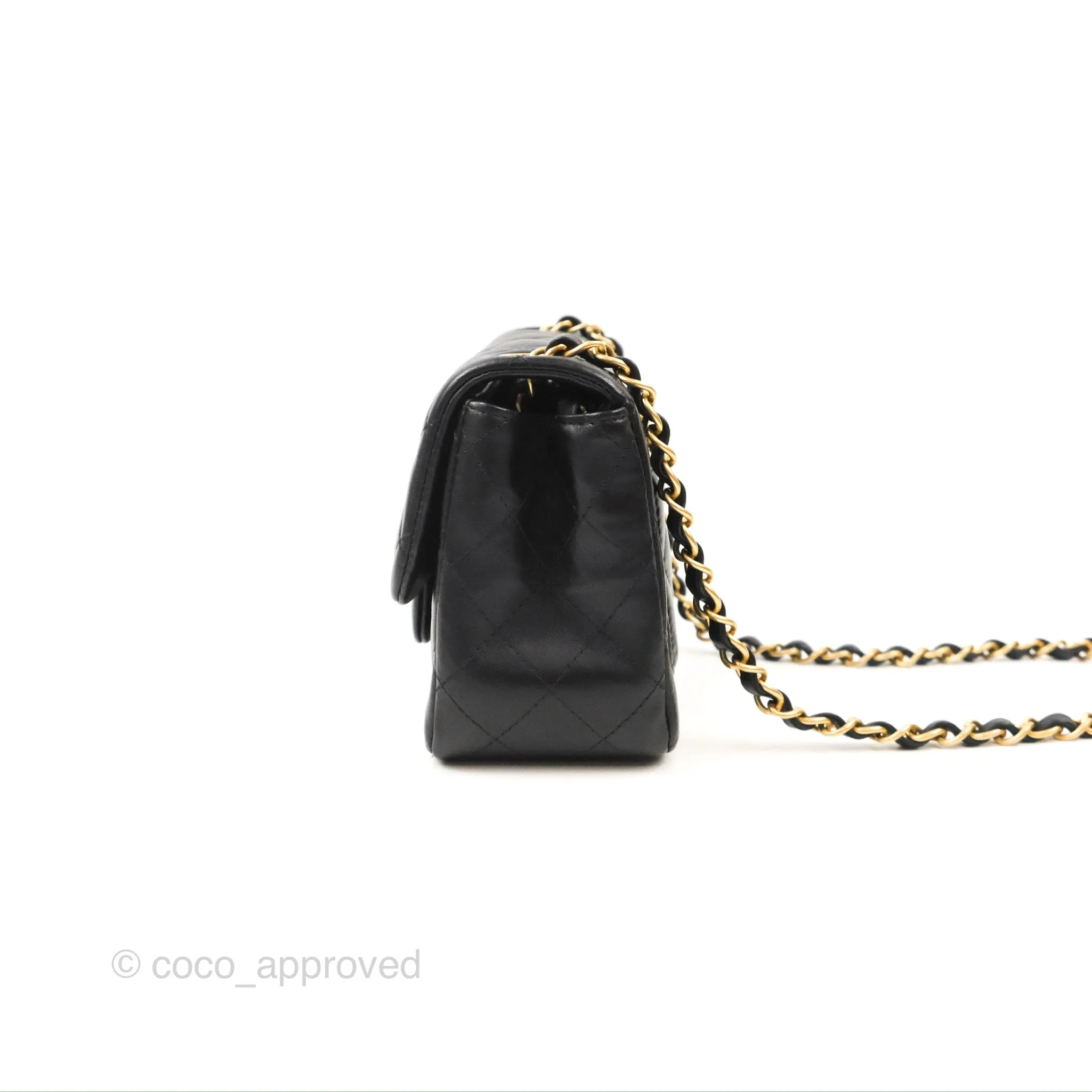 Chanel Mini Square Black Lambskin Gold Hardware