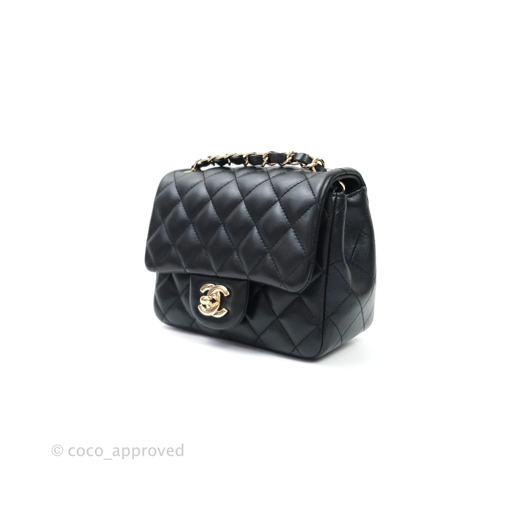 Chanel Mini Square Black Lambskin Gold Hardware