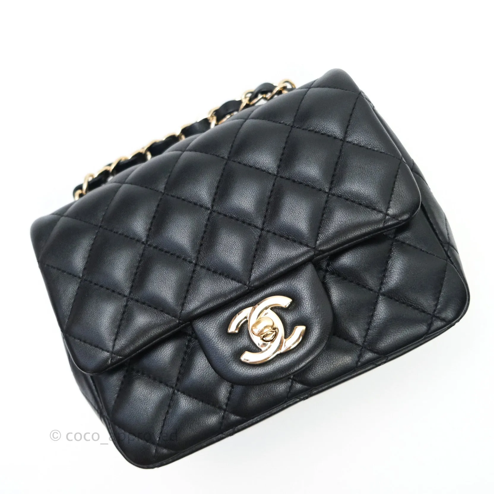 Chanel Mini Square Black Lambskin Gold Hardware
