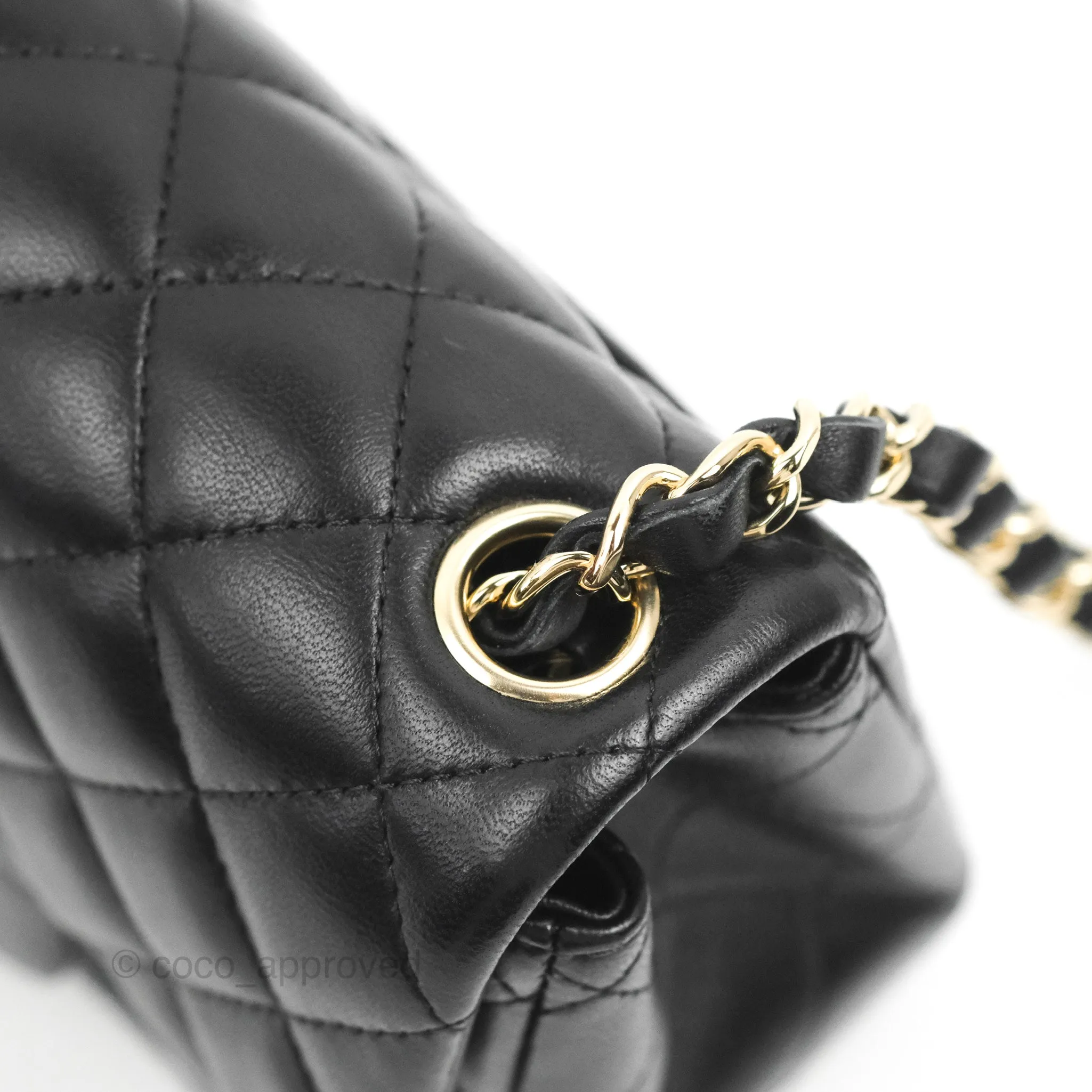 Chanel Mini Square Black Lambskin Gold Hardware
