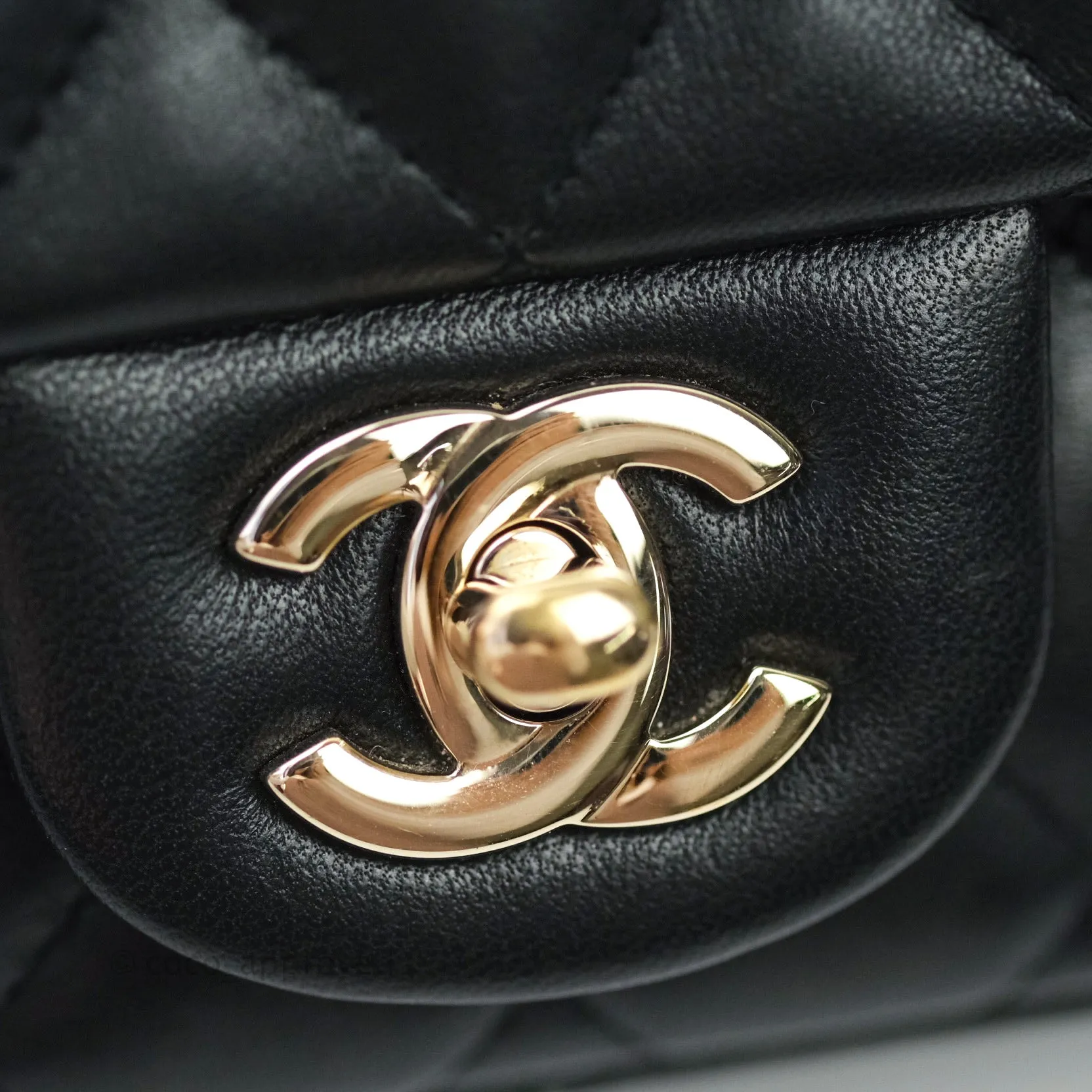Chanel Mini Square Black Lambskin Gold Hardware