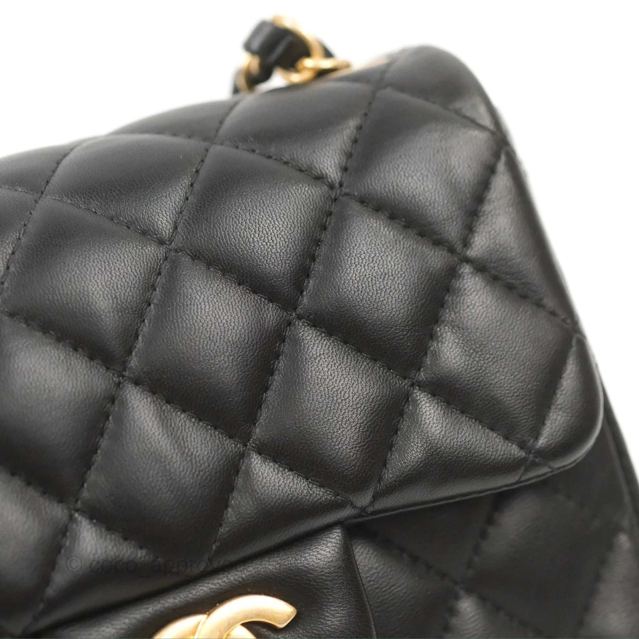 Chanel Mini Square Black Lambskin Gold Hardware