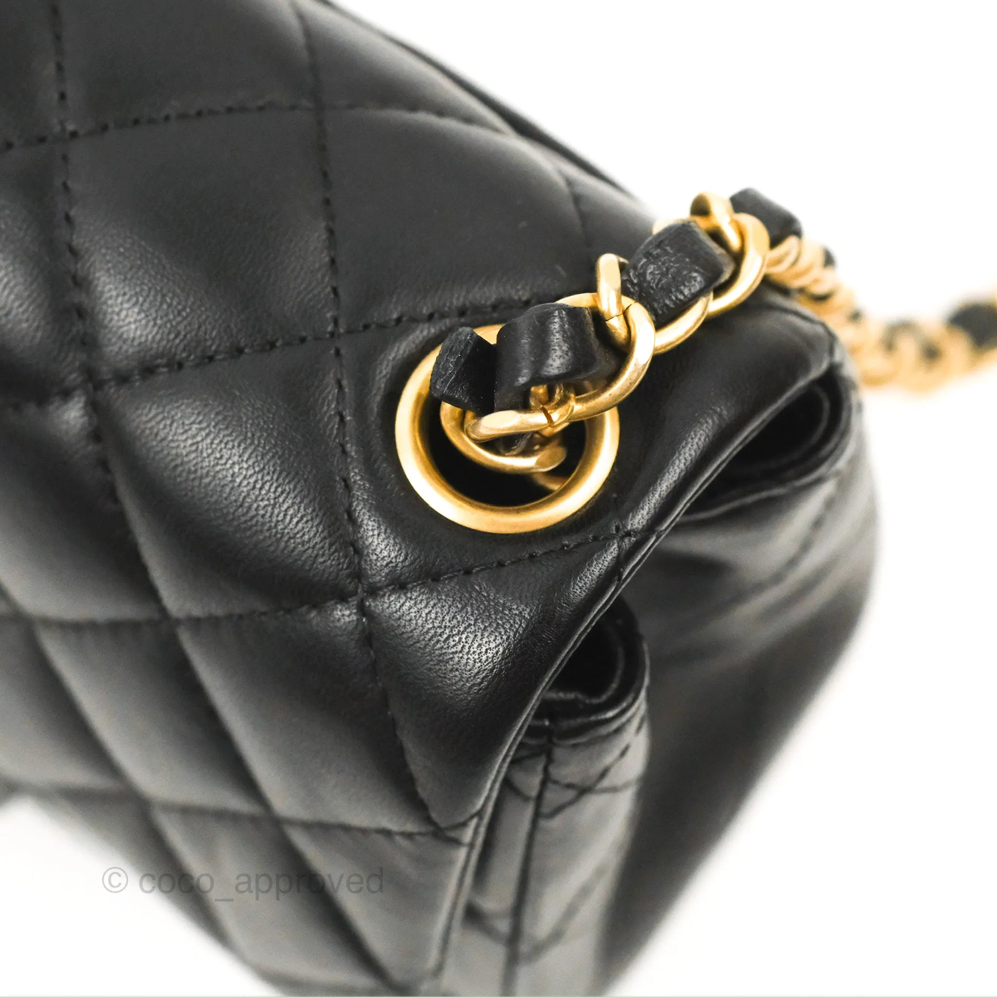 Chanel Mini Square Black Lambskin Gold Hardware