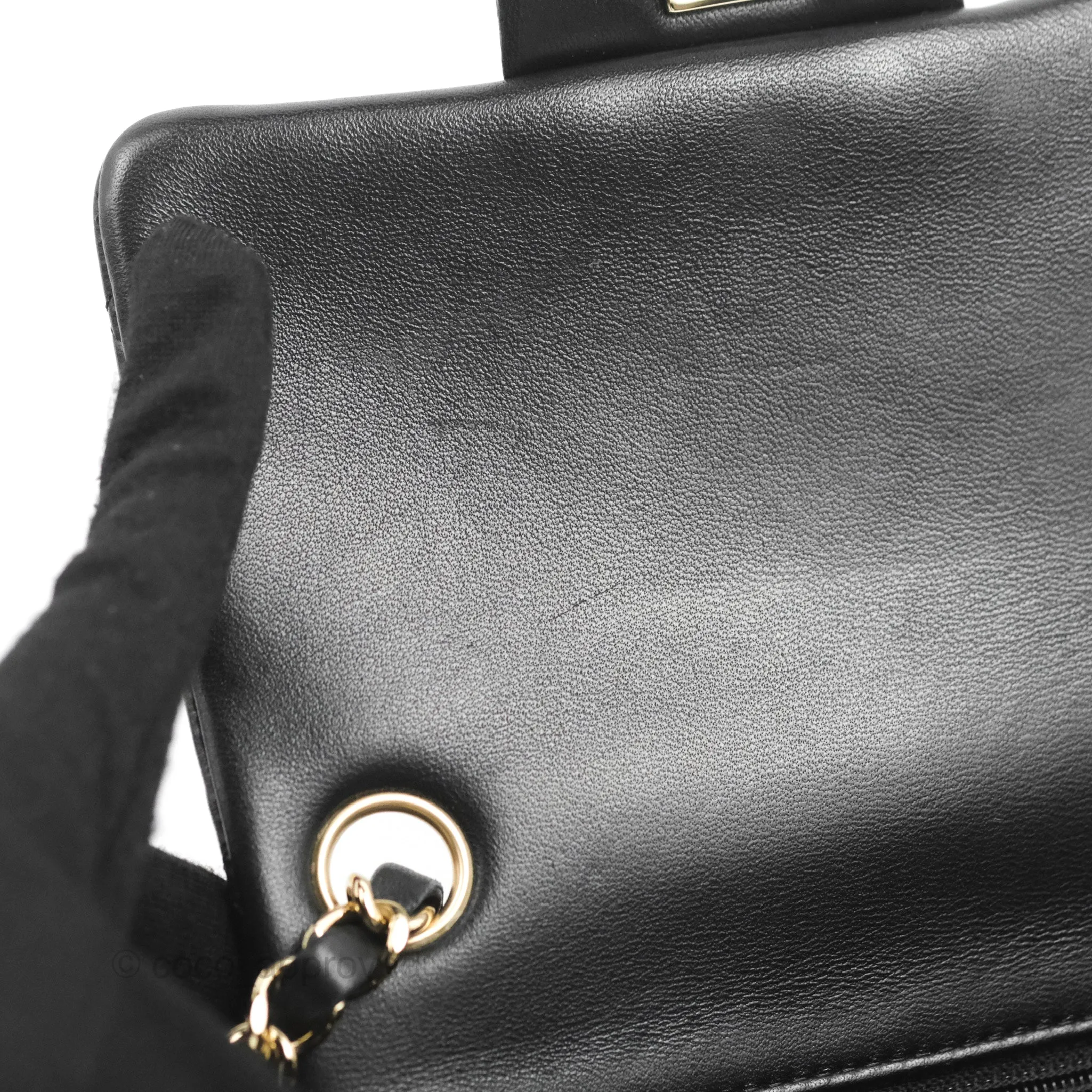 Chanel Mini Square Black Lambskin Gold Hardware