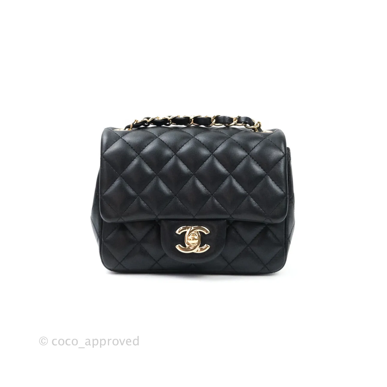 Chanel Mini Square Black Lambskin Gold Hardware