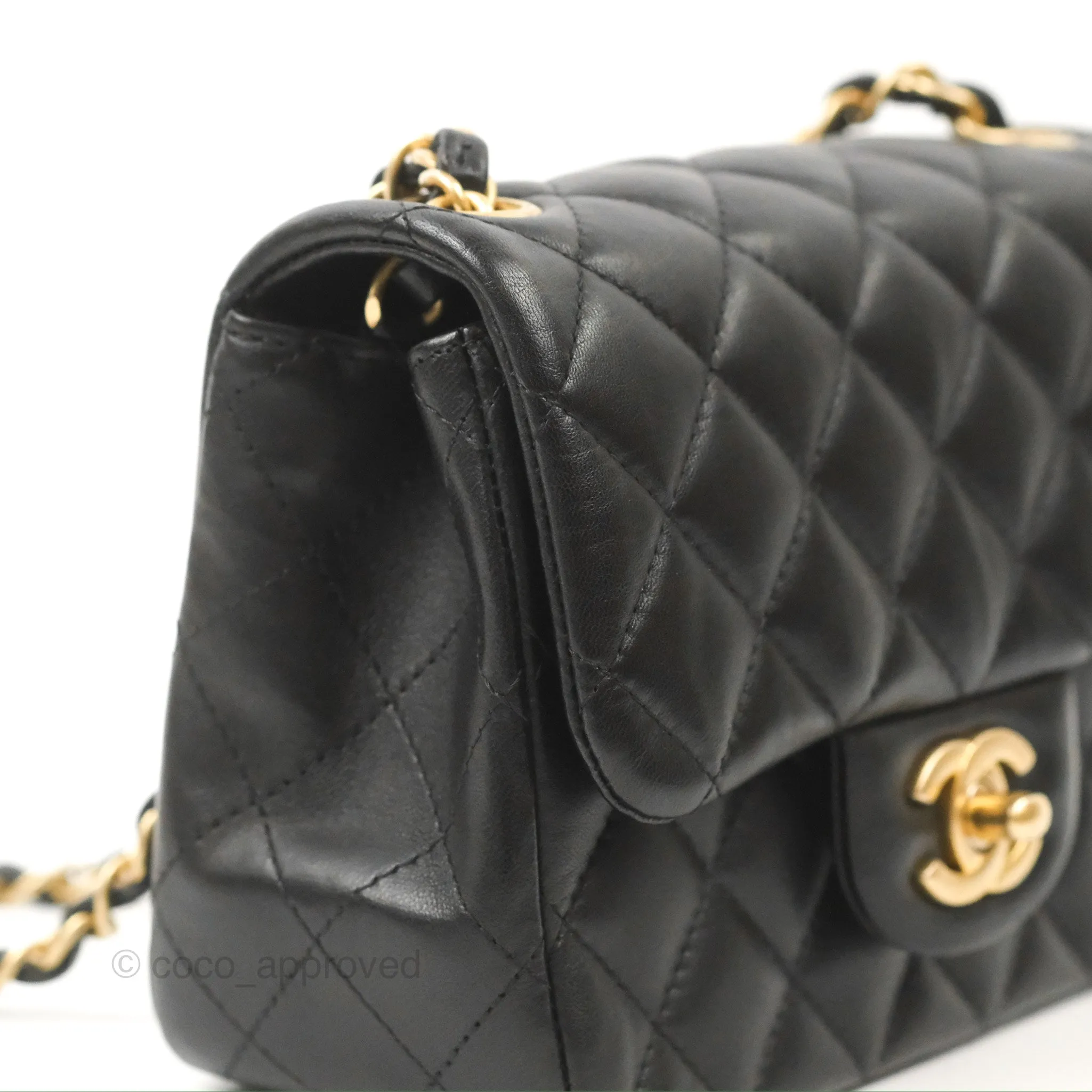 Chanel Mini Square Black Lambskin Gold Hardware