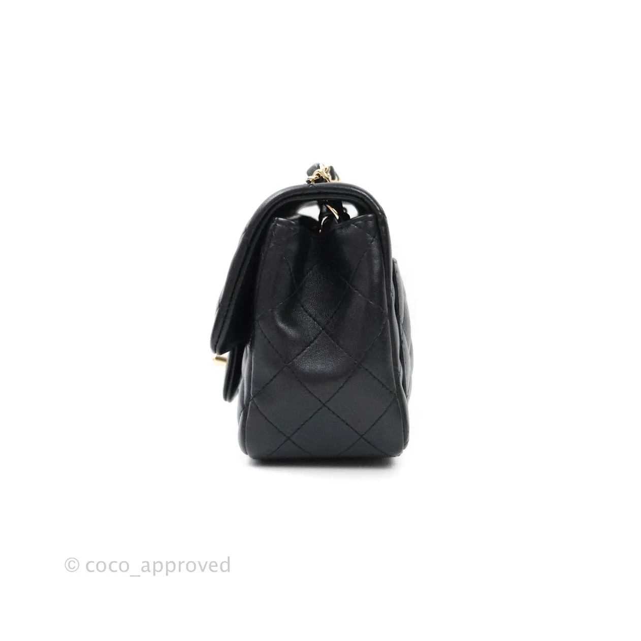 Chanel Mini Square Black Lambskin Gold Hardware