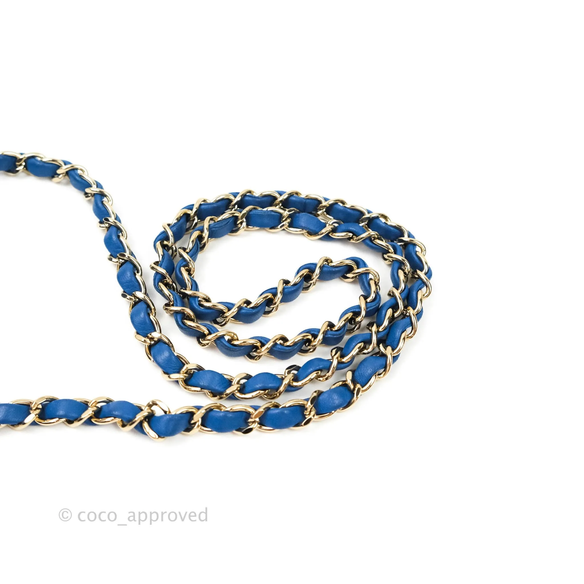 Chanel Mini Square Chevron Blue Lambskin Gold Hardware