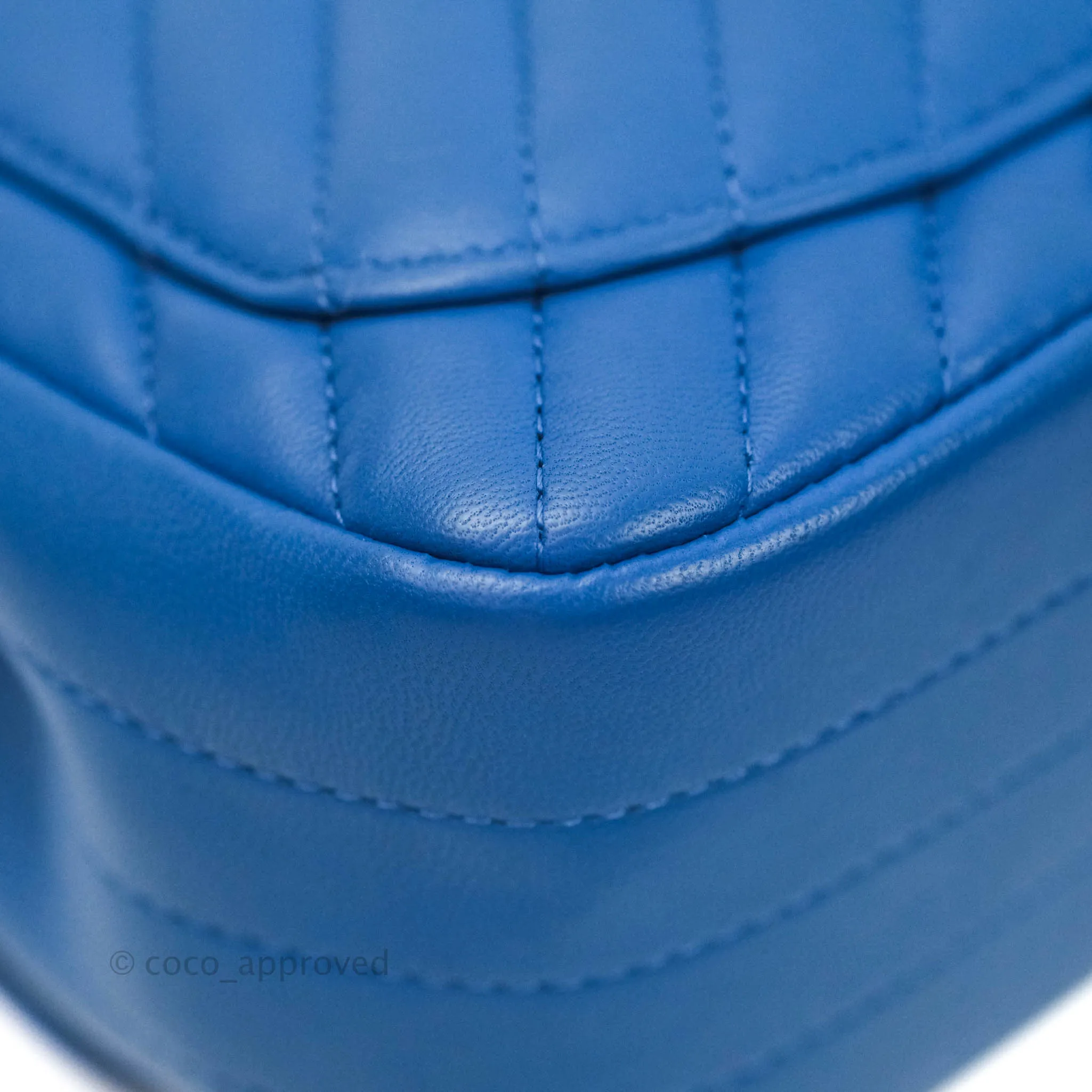 Chanel Mini Square Chevron Blue Lambskin Gold Hardware