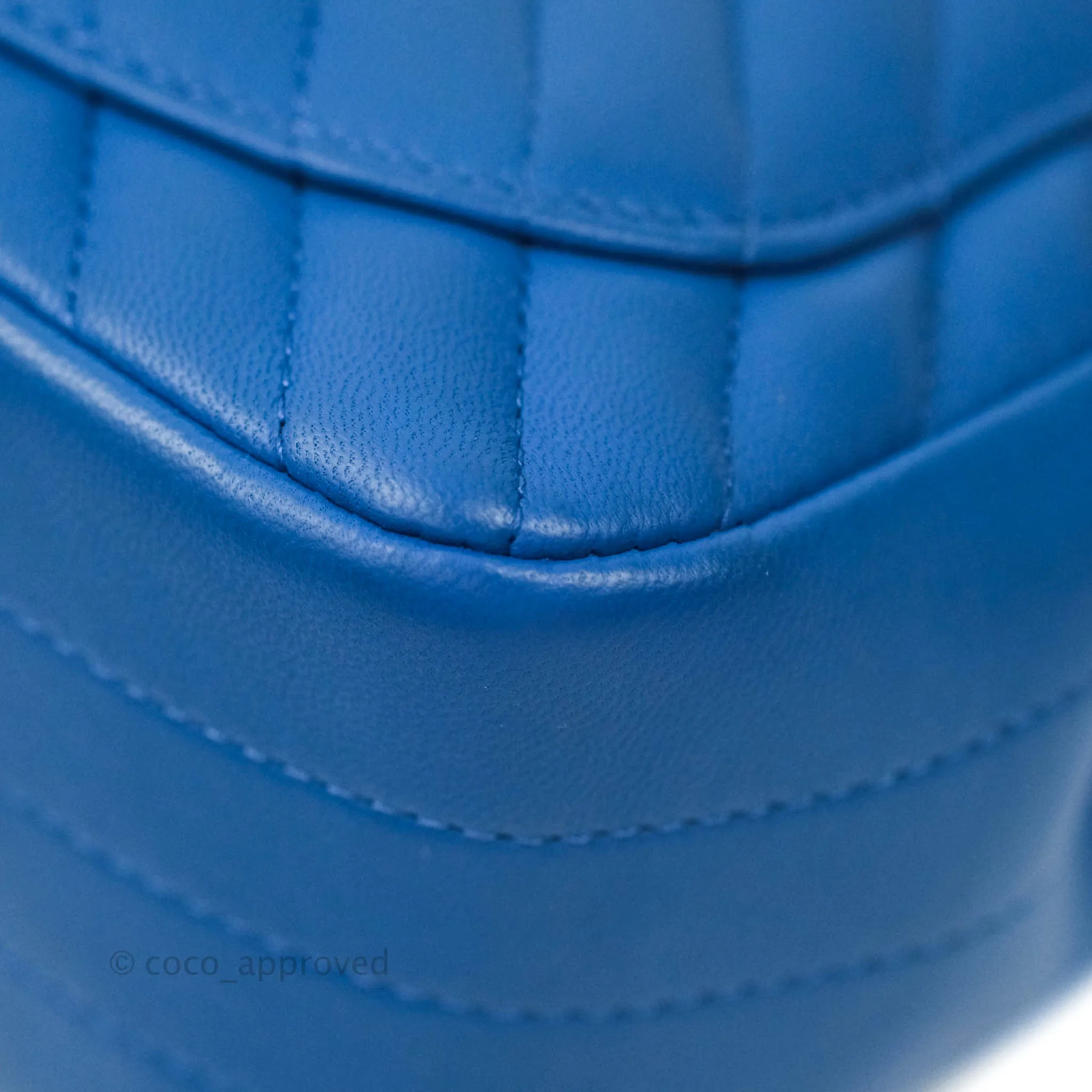 Chanel Mini Square Chevron Blue Lambskin Gold Hardware