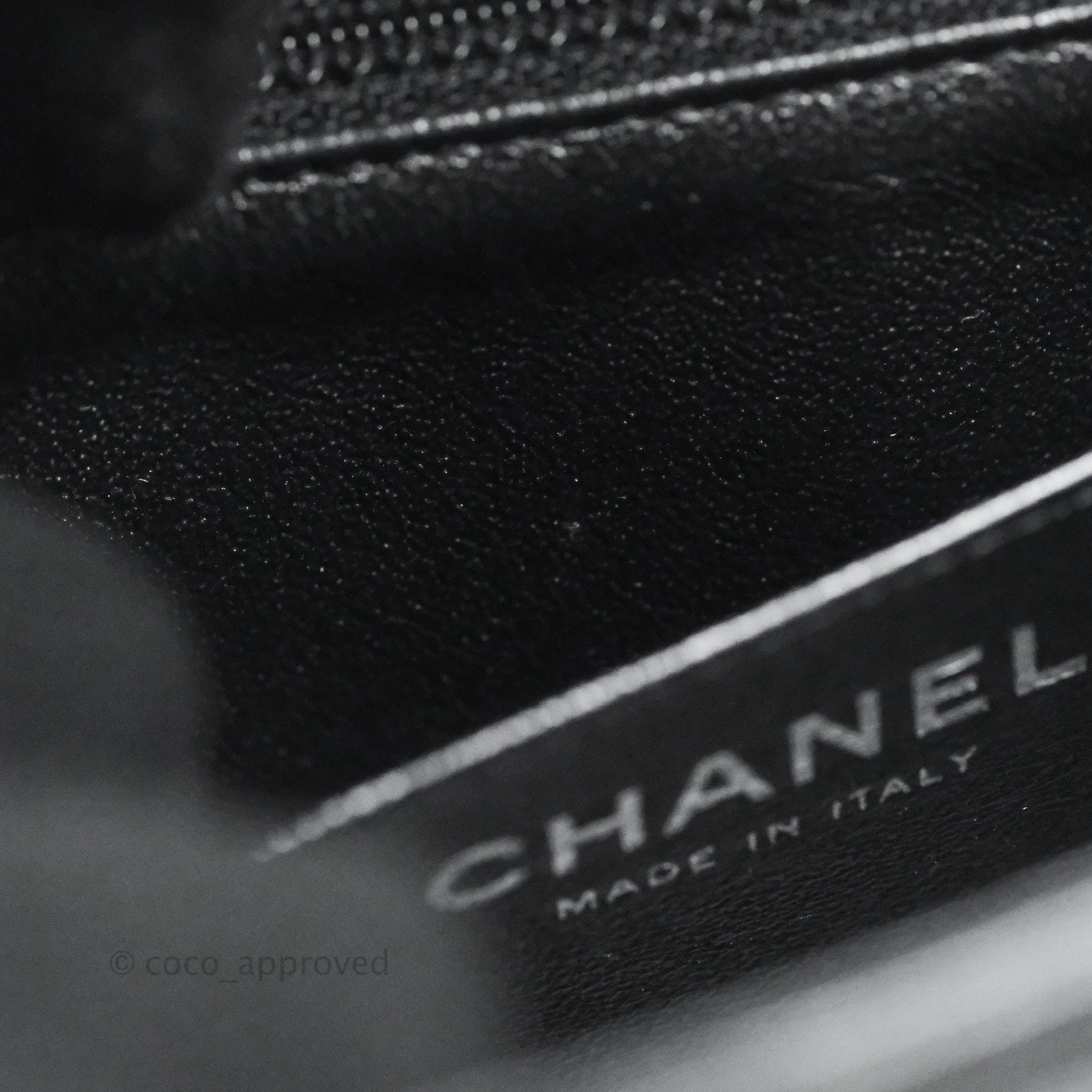 Chanel Mini Square Chevron Flap Black Crumpled Metallic Patent So Black