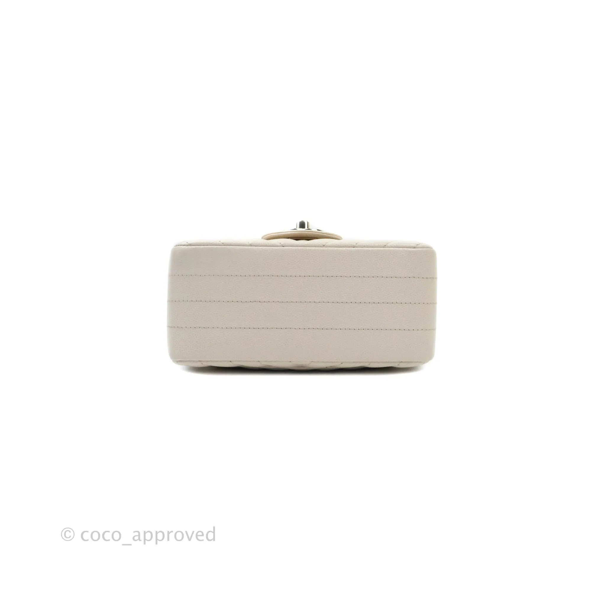 Chanel Mini Square Chevron Ivory Stone Caviar Gold Hardware 18B